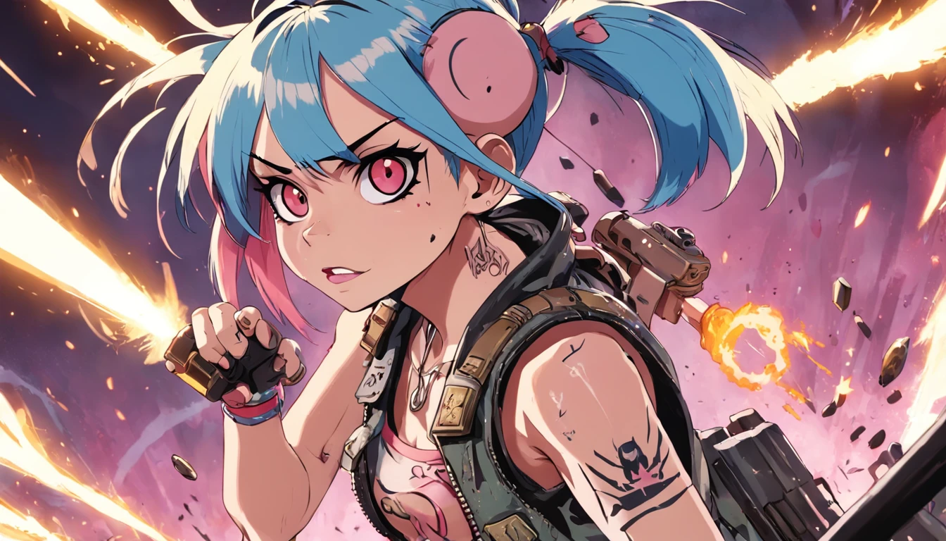 Tank girl,magical weapons,Heavy metals,Glitter steel,Dazzling magic,Great power
