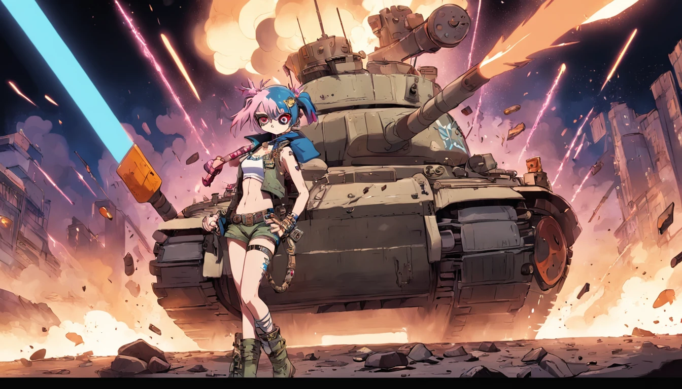 Tank girl,magical weapons,Heavy metals,Glitter steel,Dazzling magic,Great power