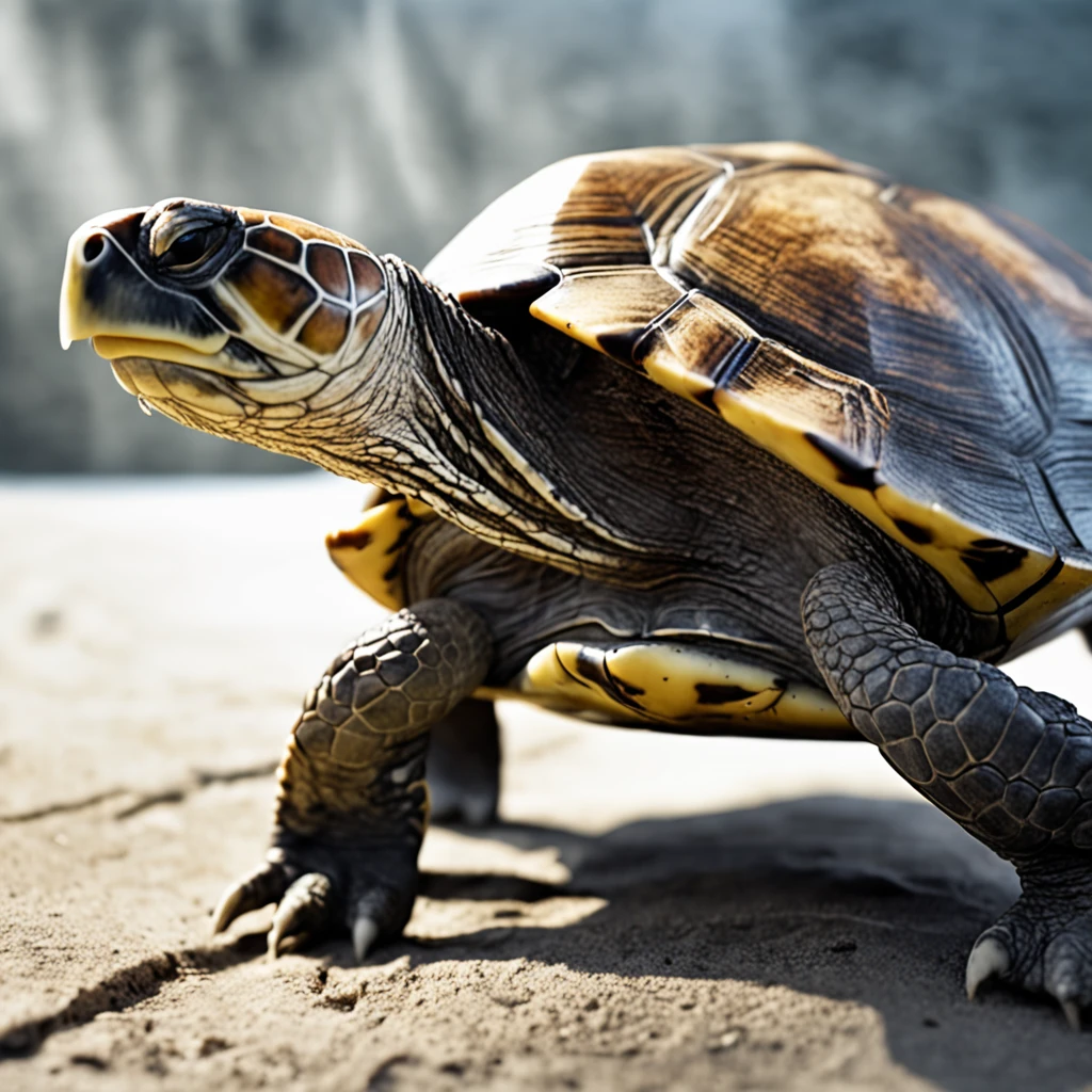 turtle walking against a white background, masterpiece, drawing, sketch style, monochrome scheme, simple background, minimalist images