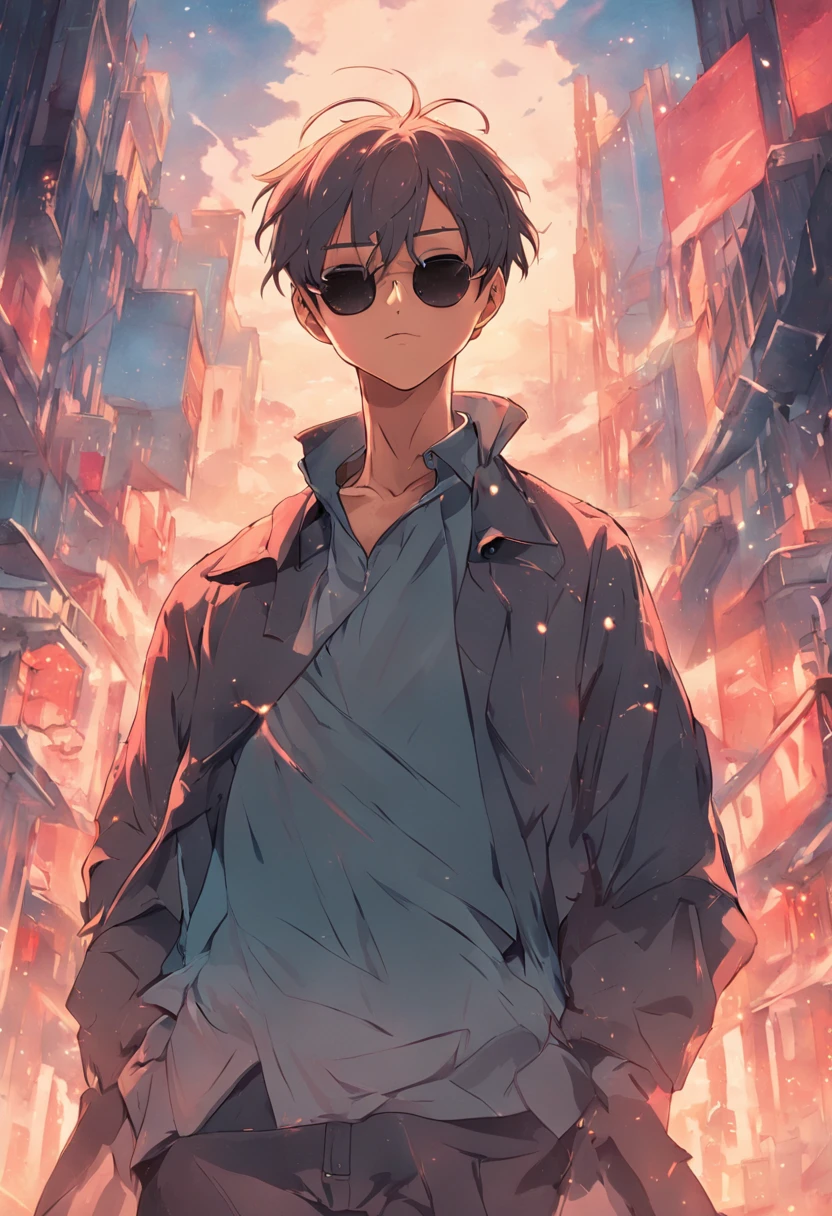 2D, Fashionable man with short hair wearing sunglasses