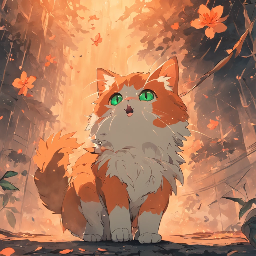 Cute kittens, Jumps, meowing, Playing, scratch, flipped, Cute.green-eyed，Orange cat，Rose flower，Collar，Skysky，morango，