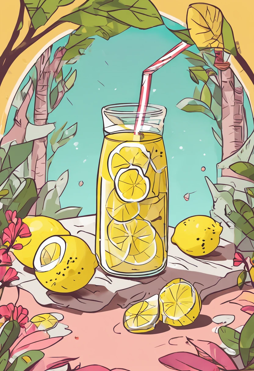 Lemonade in a plastic bag,Square bags,There are two lemon articles and a little ice cube in lemonade