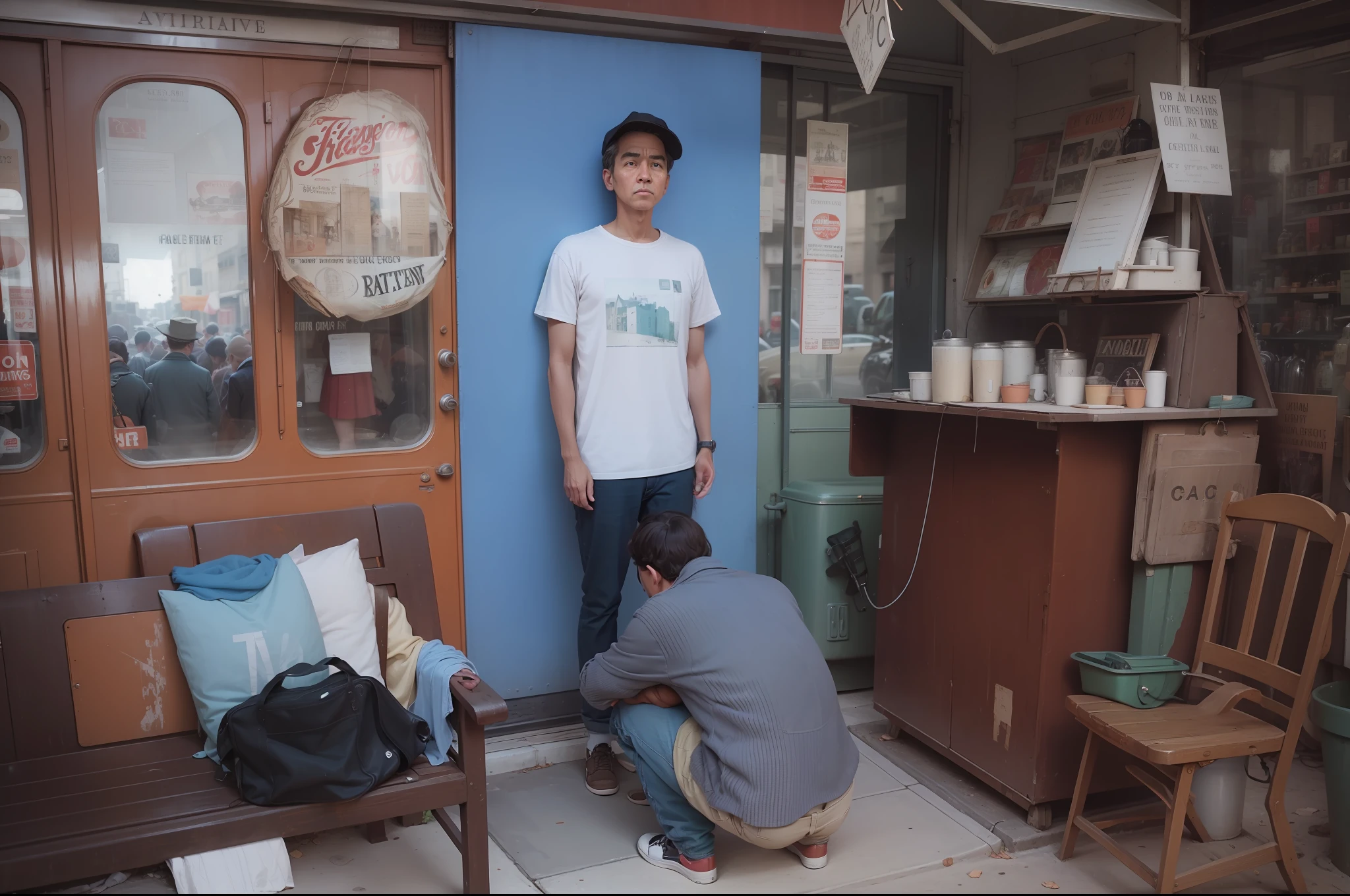 vintage vibe,street photography,retro color grading,face not change