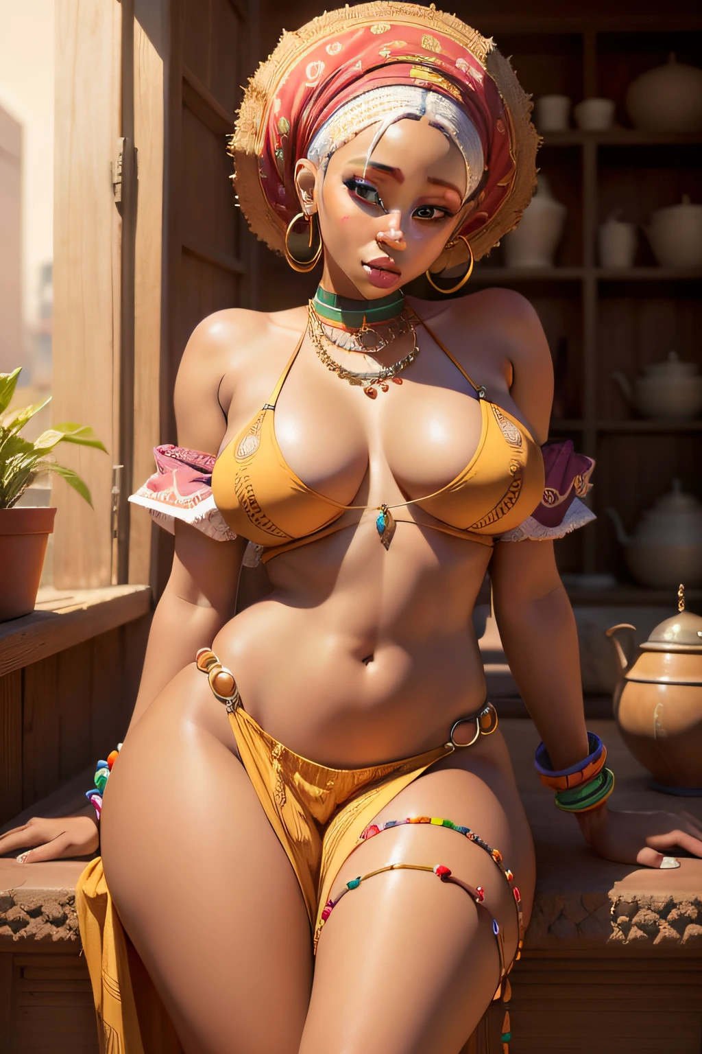 doja cat seductive lookalike african woman realistic