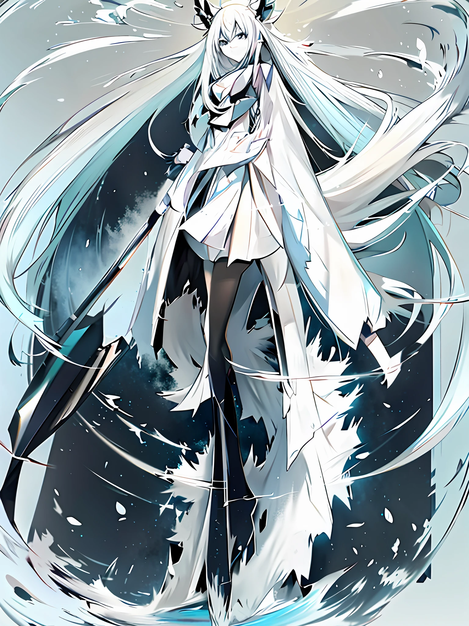 Anime character with long white hair and white cape, Anime art wallpaper 8 K, Anime art wallpaper 4 K, Anime art wallpaper 4k, Best anime 4k konachan wallpaper, Digital art on Pixiv, style of anime4 K, anime styled digital art, Digital anime illustration, Anime style illustration, Anime girl walking on water, Beautiful anime artwork