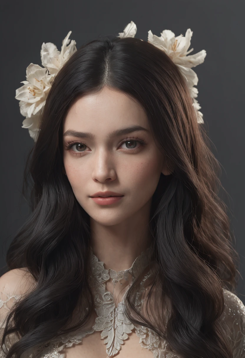 Beautiful girl,fashion hair,Jet black hair,Delicate makeup,ssmile,perfect bodies,gracefulpose,Ex Machina,Perfectcomposition, beautiful detailed intricate insanely detailed octane render trending on artstation, 8 k artistic photography, Arte conceptual fotorrealista, soft natural volumetric cinematic perfect light, Chiaroscuro, an award winning photograph, Masterpiece, oil on the canvas, raffael, Caravaggio, greg rutkovsky, beeple, beksinski, Giger, sfv, masterpiece of intricate artwork, Ominous, matte painting film poster, Golden ratio, trending on CGSociety, Intricate, Epic, trending on artstationh, By Artgerm, h. r. Giger and Beksinski, Highly detailed, vibrant, production cinematic character render, ultra high quality model