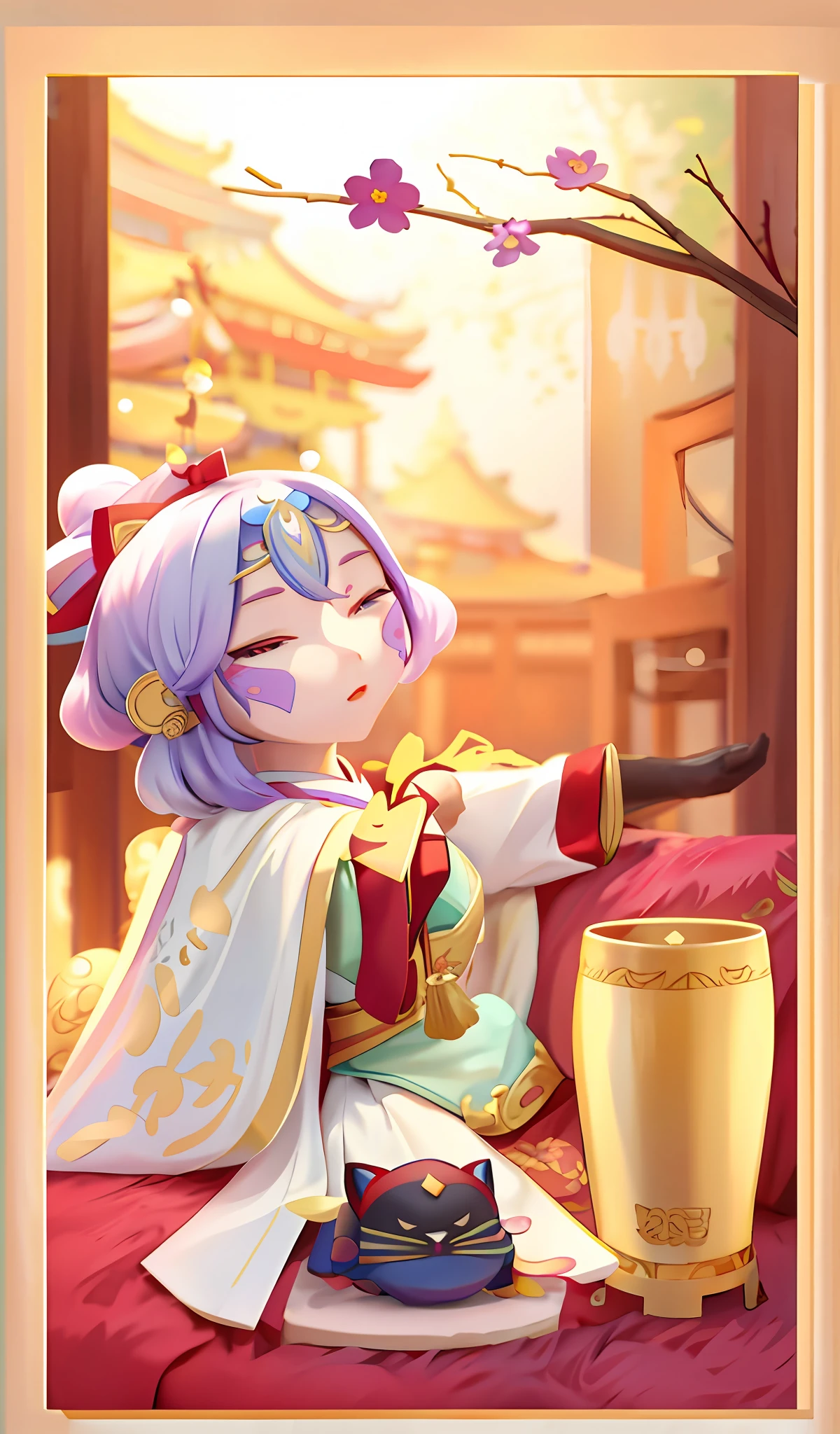 Onmyoji detailed art, Palace , A girl in Hanfu of the Tang Dynasty, onmyoji, inspired by Park Hua, Guviz-style artwork, zhongli from genshin impact, Inspired by Lan Ying, Keqing from Genshin Impact, heise jinyao