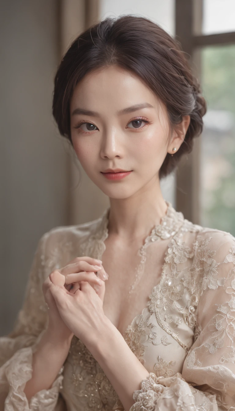 Ecstatic look、short-haired、A detailed face、Detailed body、huge tit、Mare、bath robe