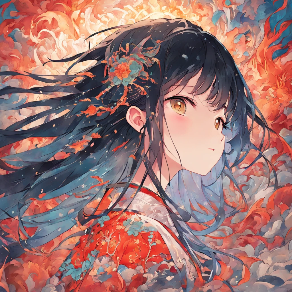 (White background:1.4),(Silhouette of a girl's head, Eyes closed, colorfull long hair, Oriental elements),(Chinese illustration:1.3,paper art:1.3, Quilted paper art:1.2),( reasonable design, Clear lines, High sharpness,Best quality, Very detailed, Masterpiece, movie light effect, 4K )zombi