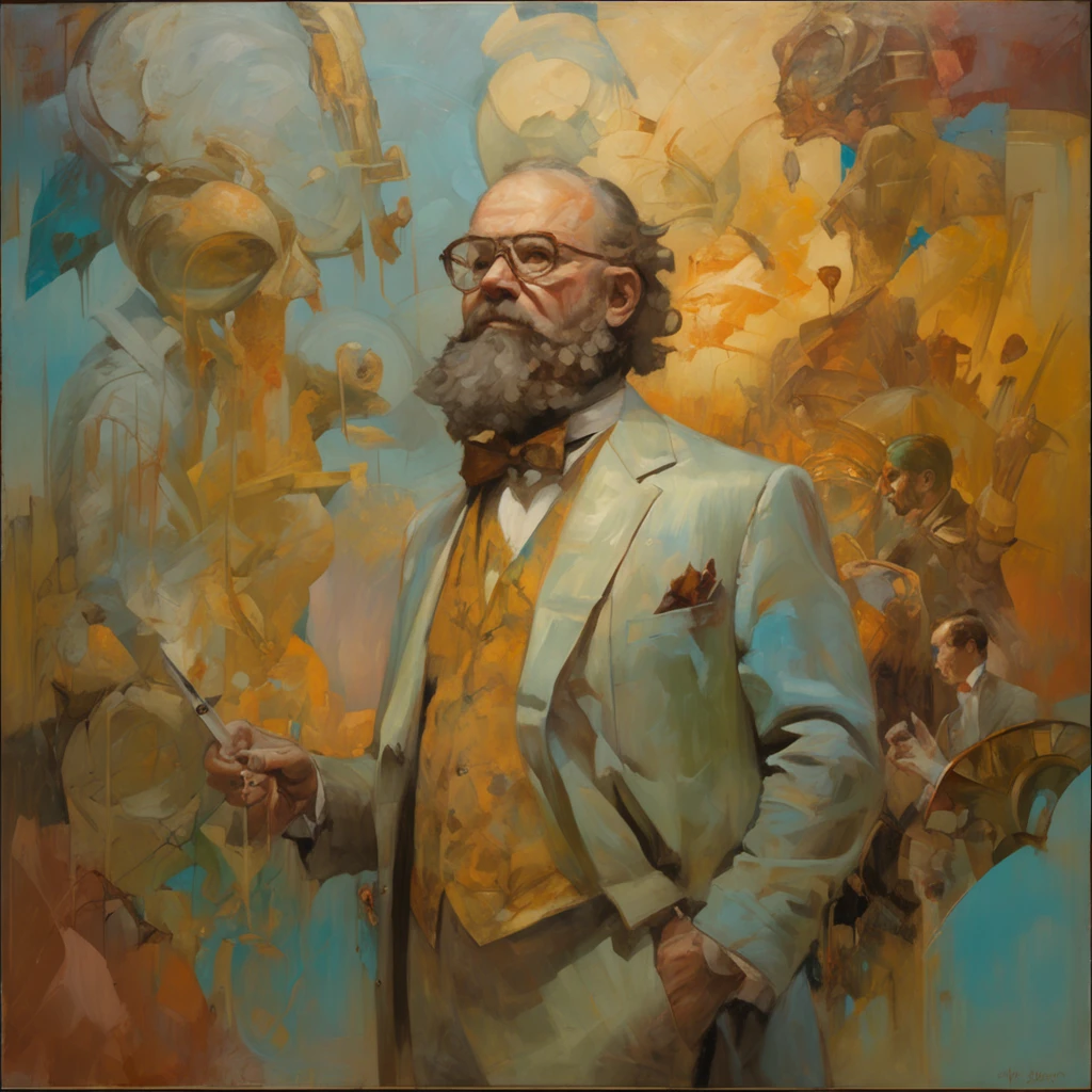 Painting of a man , Craig Mullins Alphonse Mucha, Artgerm Julie Bell Beeple, Tom Bagshaw Donato Giancola, Peter Mohrbacher Donato Giancola, Artgerm Craig Mullins, Mucha Klimt et Tom Bagshaw, Alphonse Mucha et Craig Mullins, Peter Mohrbacher''