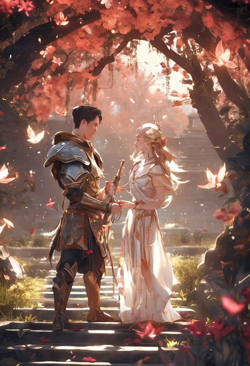 The most beautiful adults、Western beauties、Crimson Flame with a sword in the meadow、Armor、dance