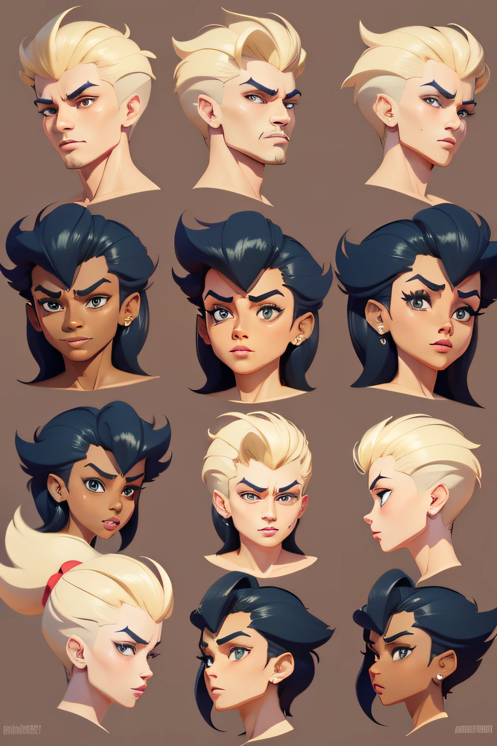 model sheet de um personagem cartoon