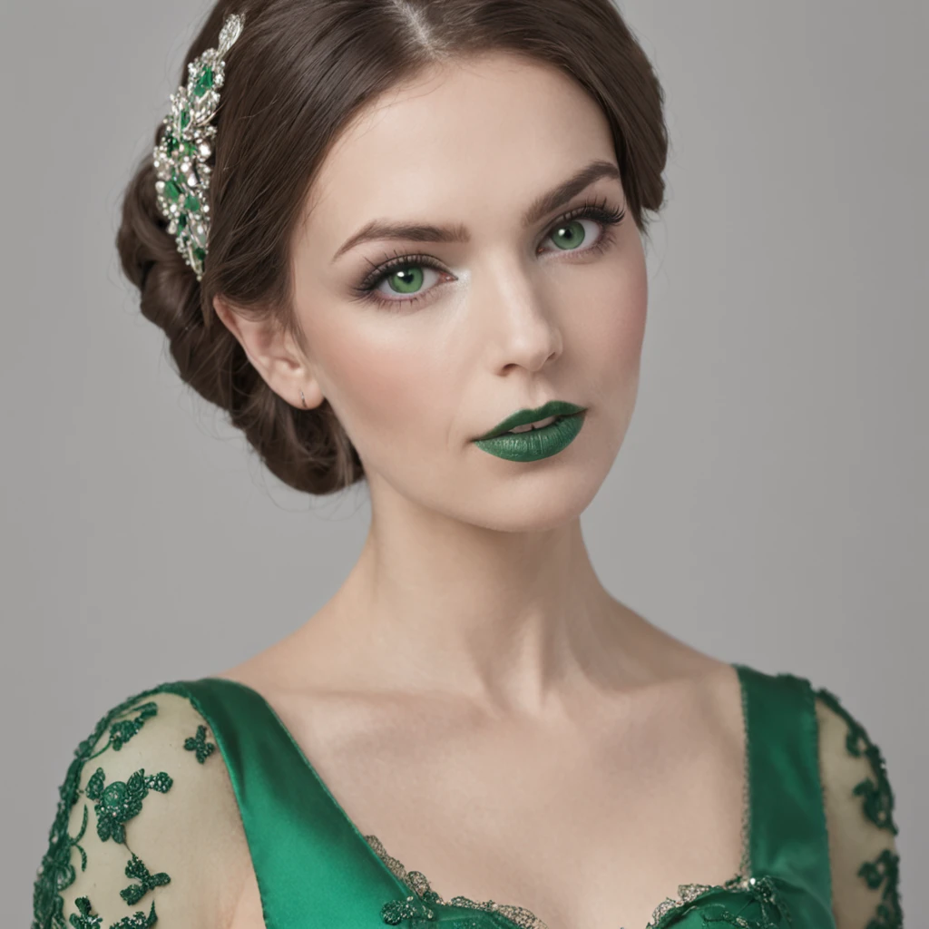 Green satin gloves, Green Wedding Dresses, Green shorthair, lipsticks, the kiss, bride, Green Pearl Necklace