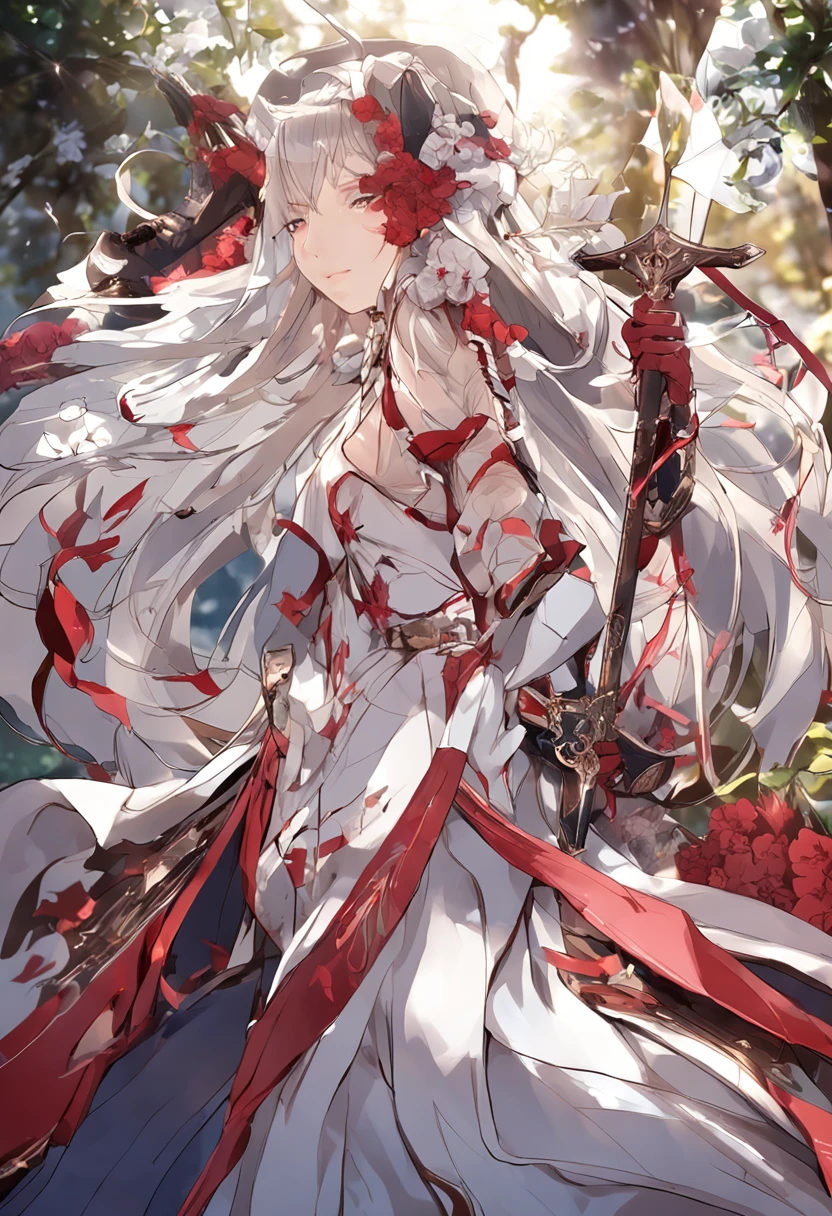 The most beautiful adults、Western beauties、Crimson Flame with a sword in the meadow、Armor、dance