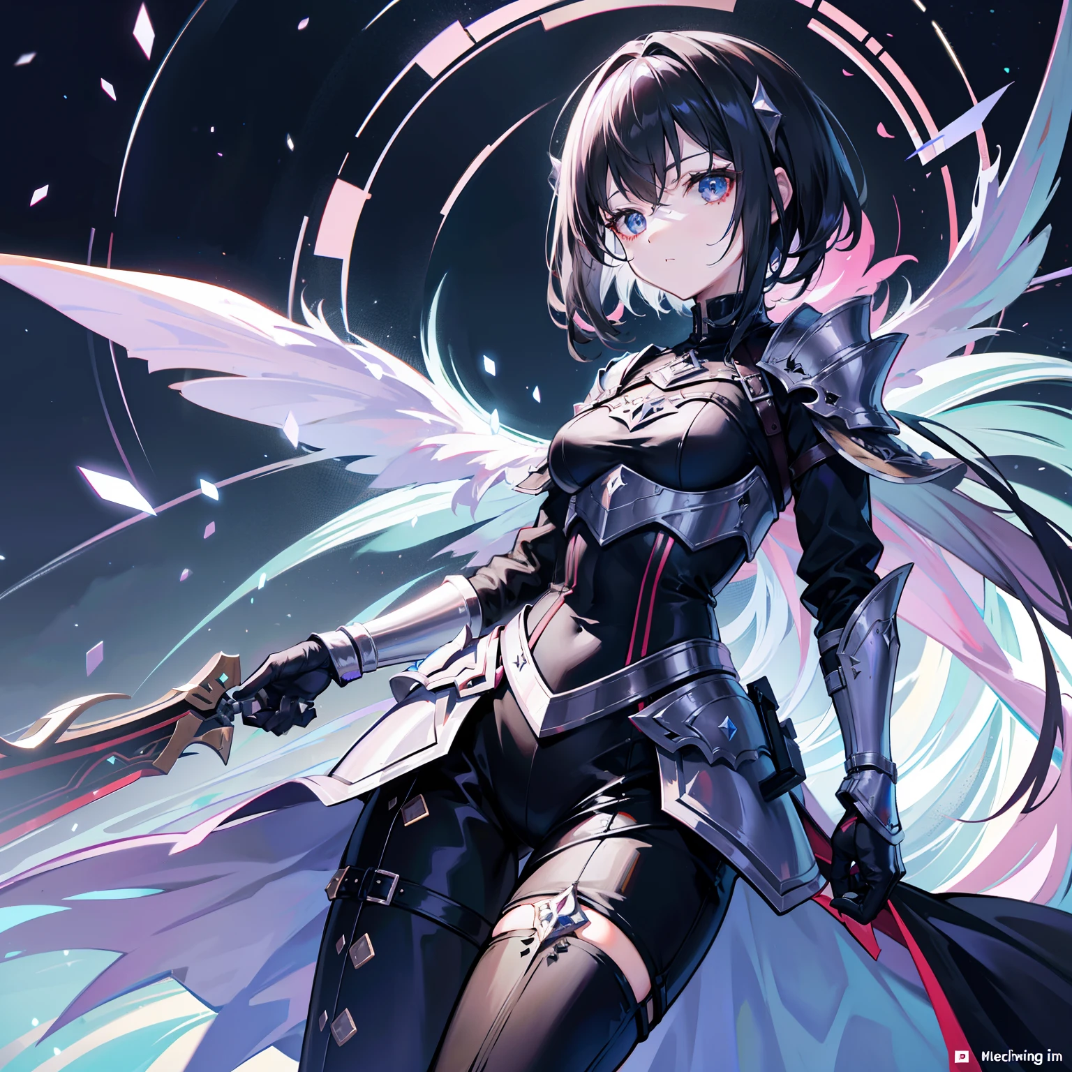 Wearing shiny Morven armor,Harness the behemoth of the ancient flood,It is an alien general with black hair,She is also a cute and cute little sister