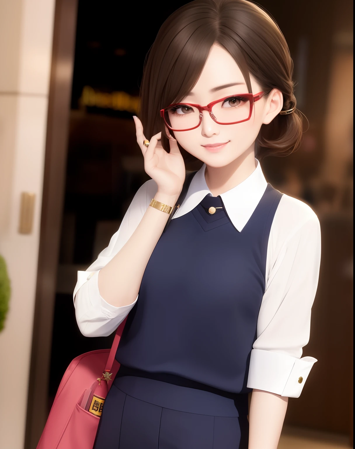 wears glasses、chairman