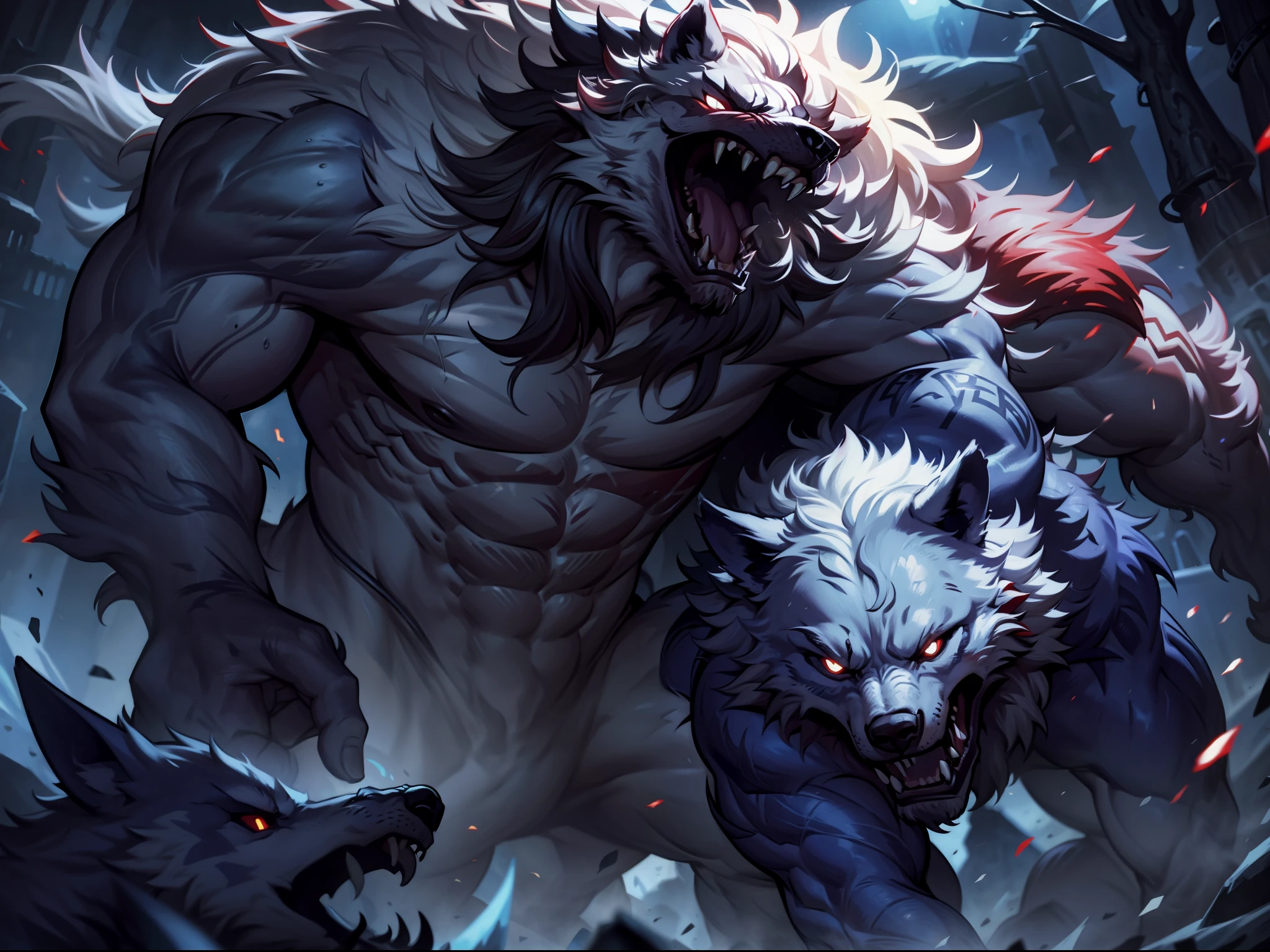 ((ultra detailed)), masterpiece,(highest quality:1.3), (masterpiece:1.3), (Super detailed:1.5), ((duo:1.5)), ((Two Men:1.5)), Tall、Tightened、Muscular blue werewolf (( Excessive sweating)),A piercing black gaze,(((que todo su cuerpo del hombre lobo este por todas partes este Excessive sweating))),(( Black loincloth)),(((I&#39;I don&#39;t want any accessories or things on my sweaty, muscular werewolf body.)))
, (Details eyes:1.5), (ultra detailed eyes: 1.5), Staring at the screen, yellow pupil,
, end:night、in the starry sky、Without giving anything ((A lot of light falls on the body of a standing werewolf, Excessive sweating)),((Observe his sweaty werewolf muscles without any props or objects)),((Pure sweat soaked throughout the wolf&#39;s muscular body.)),Fighting pose,(Fine grain),Sharp focus, black tongue
, A large amount of saliva
, A lot of water overflowing from the mouth, Dark penis, Big cock, ejaculate, A lot of semen, A lot of milk overflowing from the tip of the penis , Big cockの先から溢れるA lot of semen, A penis with thick veins, A penis with thick veins, 陰茎の先から溢れるA lot of semen, Poolside, two people having sex, (A werewolf raping a dark, handsome human:1.5), (Black Human:1.5), A pool filled with cum, Two people kissing
, outside border, ((交尾Wolf)),((sex)Wolf),((尻に挿入Wolf)),Overflowing semen,((Intimidating)),(kiss),Semen dripping from anus,Giant golden balls