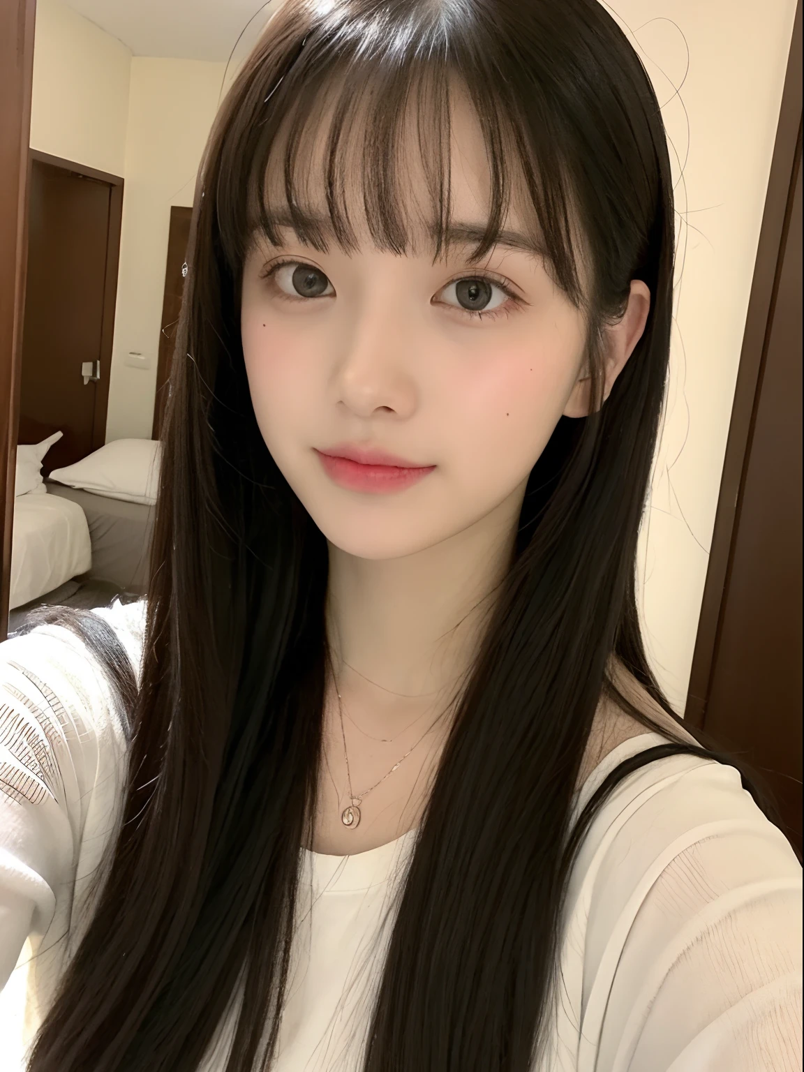 selfee、Cami One Piece、Bedrooms、stright long hair、bangss