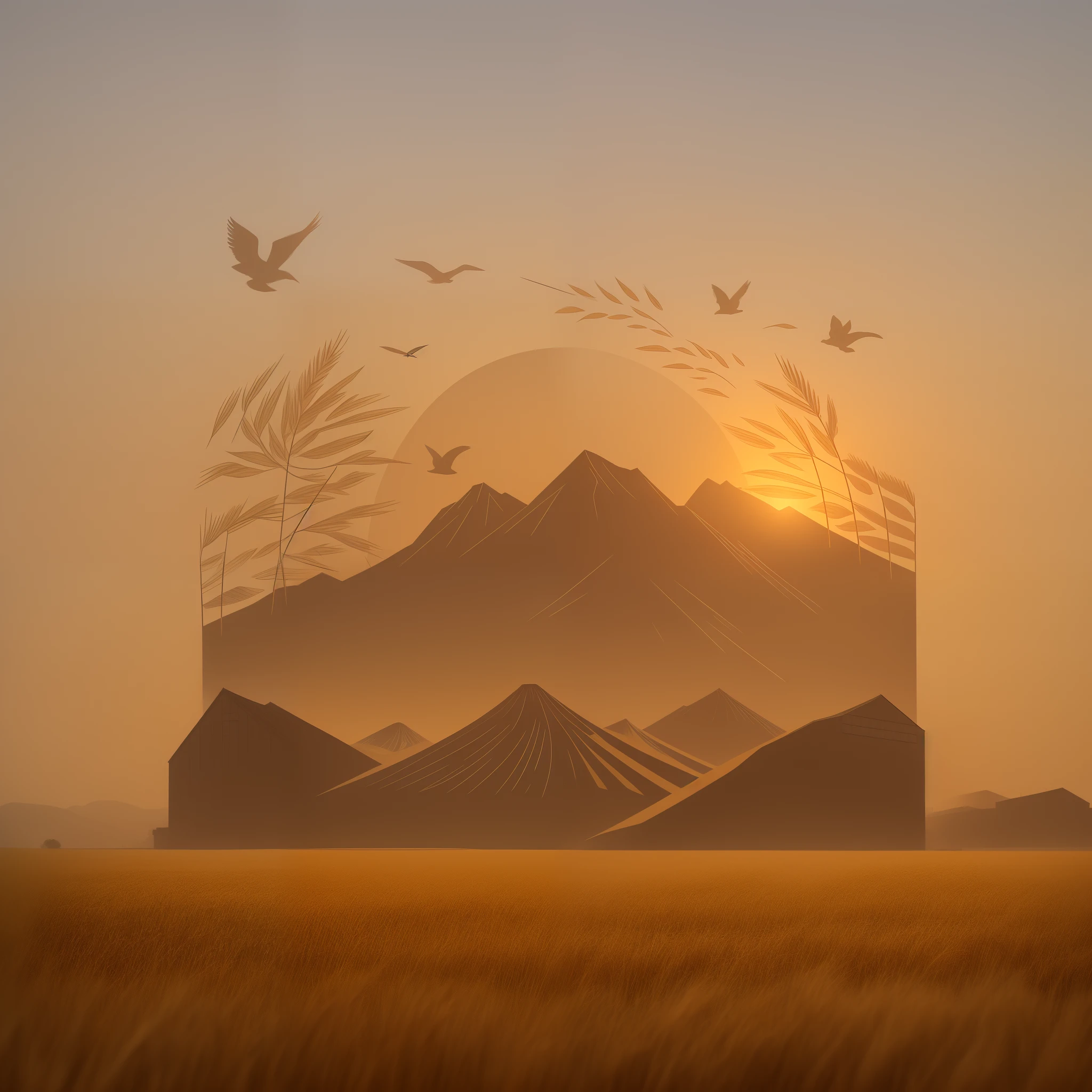 buliding,wheat field