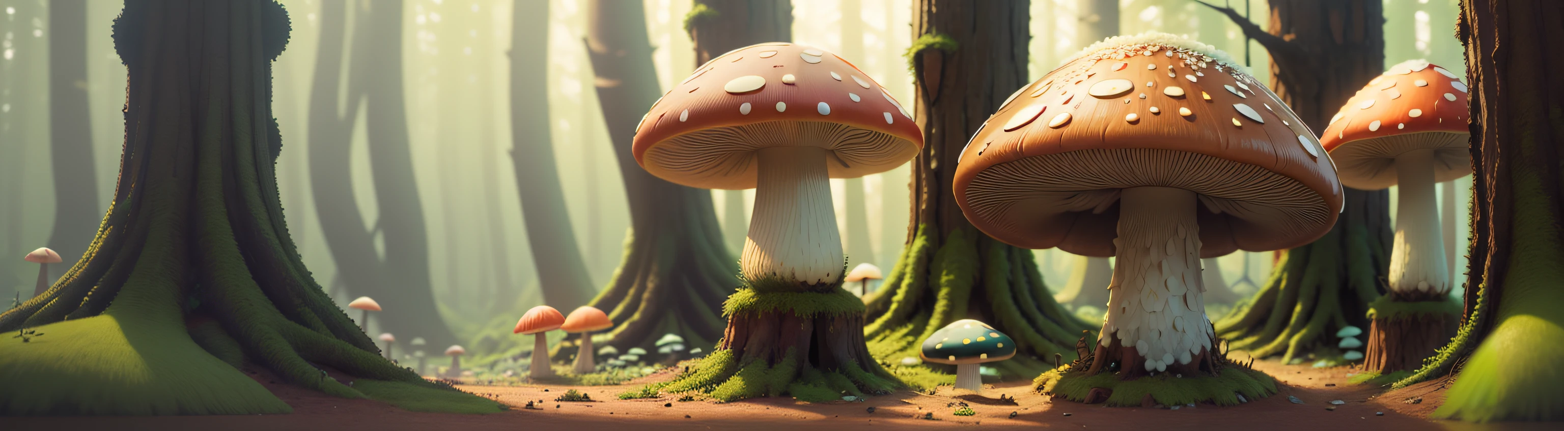 There are many mushrooms that grow from the ground, 8K high quality detailed art, 3 d render stylized, ultra realistic 3d illustration, Mushroom forest, Rolands Zilvinskis 3D rendering art, by filip hodas, in the art style of filip hodas, 4k highly detailed digital art, stylized 3d render