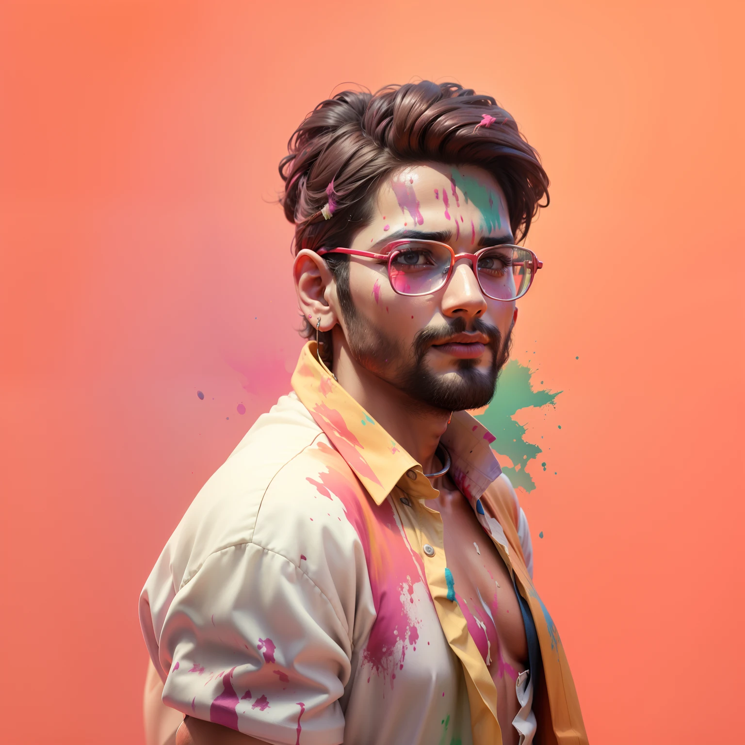 Change background, plaing holi,8k realstic colourfull