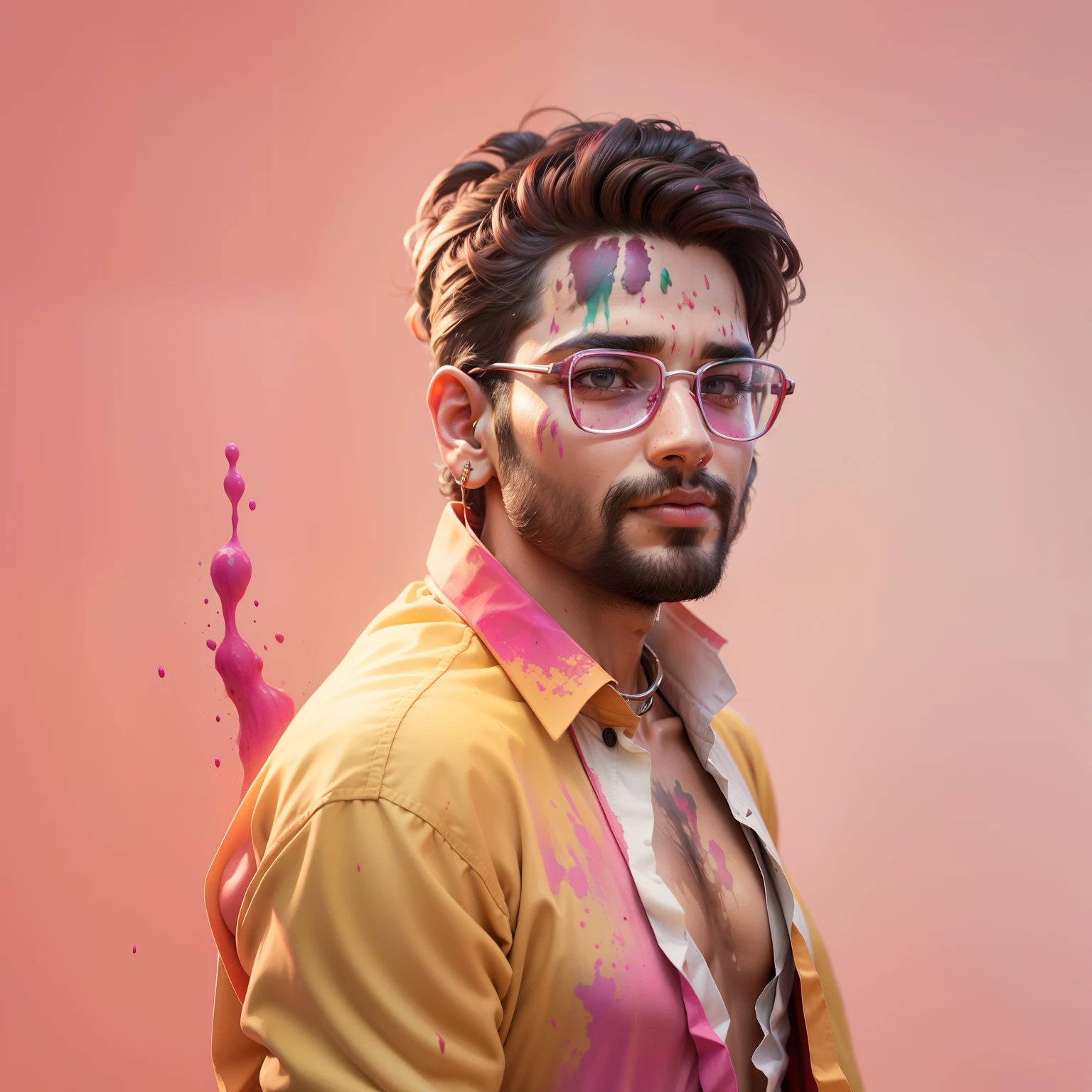Change background, plaing holi,8k realstic colourfull