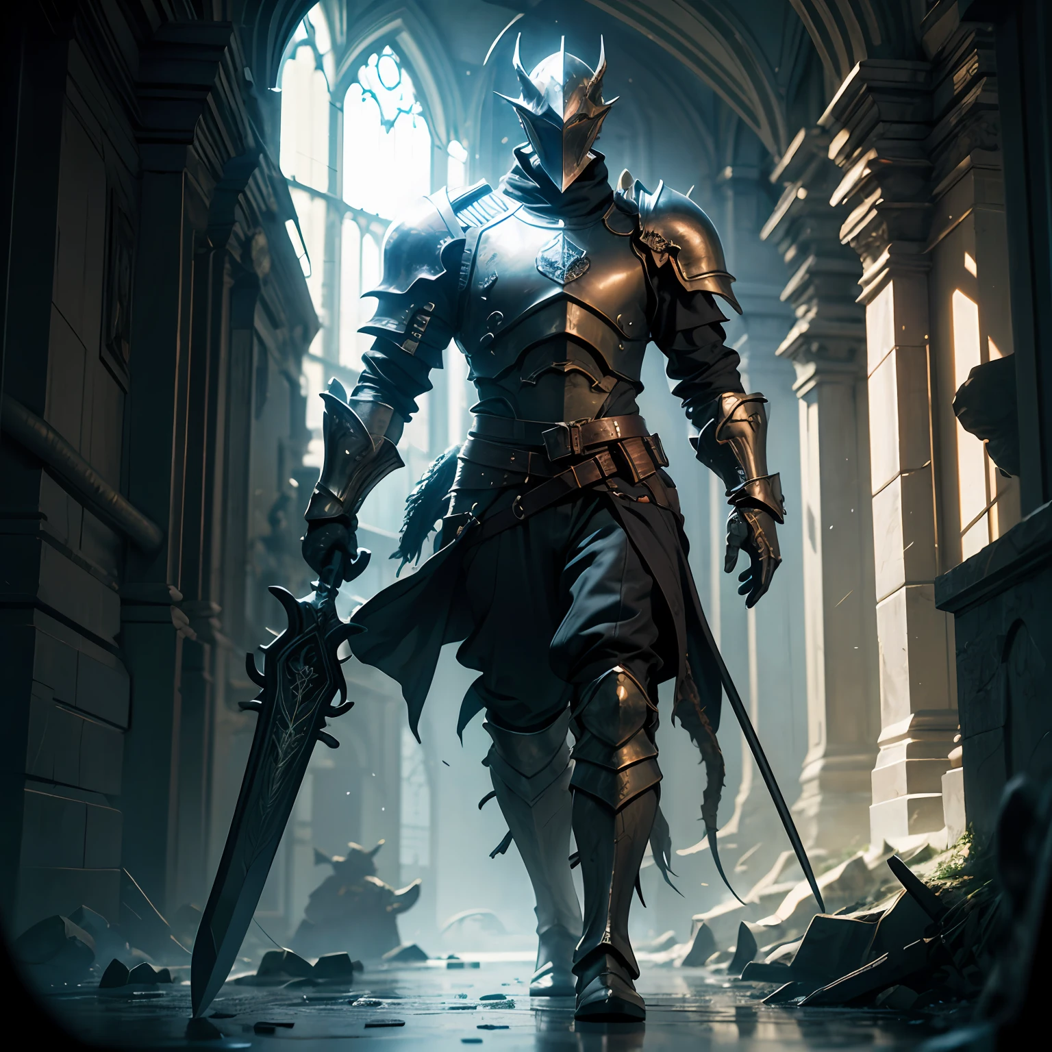 dark castle, big sword, Armor, Dragon in the background, Dark Souls 3 game, Man, full bodyesbian, Dark, ((Best quality)), ((Masterpiece)), (Detailed: 1.4), 。.3D, ,hdr (HighDynamicRange),Ray tracing,NVIDIA RTX,Hyper-Resolution,Unreal 5,Subsurface dispersion, PBR Texture, Post-processing, Anisotropic filtering, Depth of field, Maximum clarity and sharpness, Many-Layer Textures, Albedo and specular maps, Surface Coloring,  Accurate simulation of light-material interaction, Perfect proportions, rendering by octane, Two-tone lighting,Wide aperture,Low ISO,White balance,Rule of thirds,8K raw data