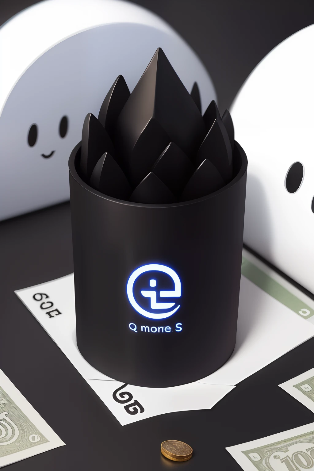 Farbe: A black,Ghost Q likes money