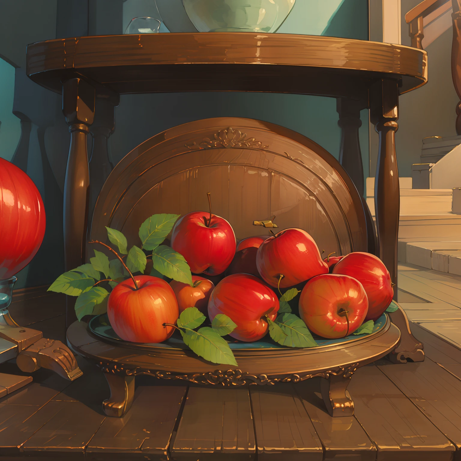 Fresh red apples，the watercolor style，hand painted style