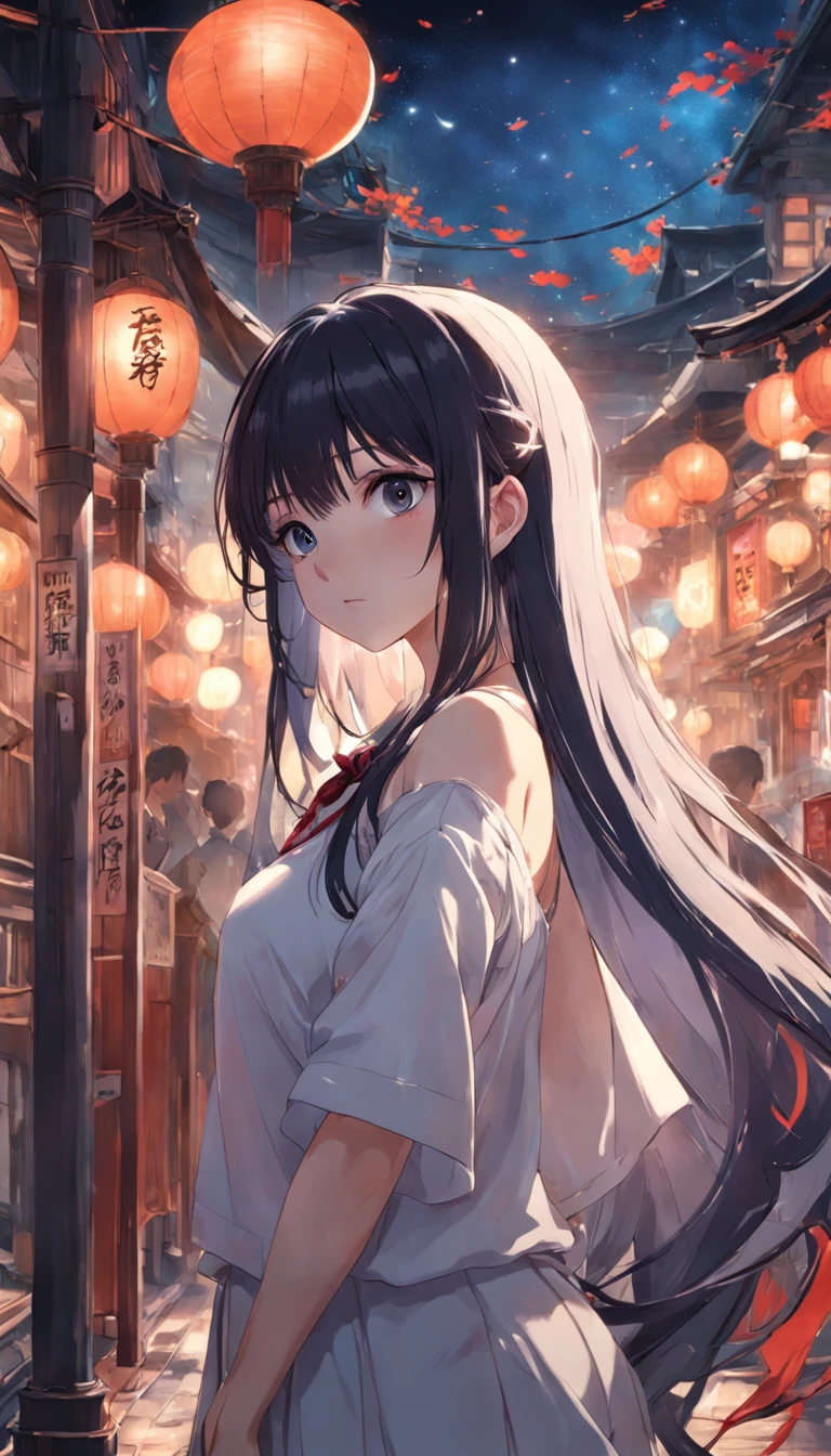 (Masterpiece),(best qualtiy),(Highly detailed),(illustratio),(超高分辨率)one-girl,Off-the-shoulder attire,astonishment,tutor,Black color hair,straight long hair,White shirt,Mature woman,40-year-old woman,Large breasts,scowling,Top-down view,Close-up shot,Write homework,inside in room,bookshelves,desks