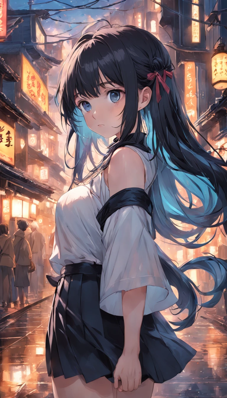 （Masterpiece），（best qualtiy），（Highly detailed），（illustratio），（超高分辨率）one-girl，Off-the-shoulder attire，astonishment，tutor，Black color hair，straight long hair，White shirt，Mature woman，40-year-old woman，Large breasts，scowling，Top-down view，Close-up shot，Write homework，inside in room，bookshelves，desks