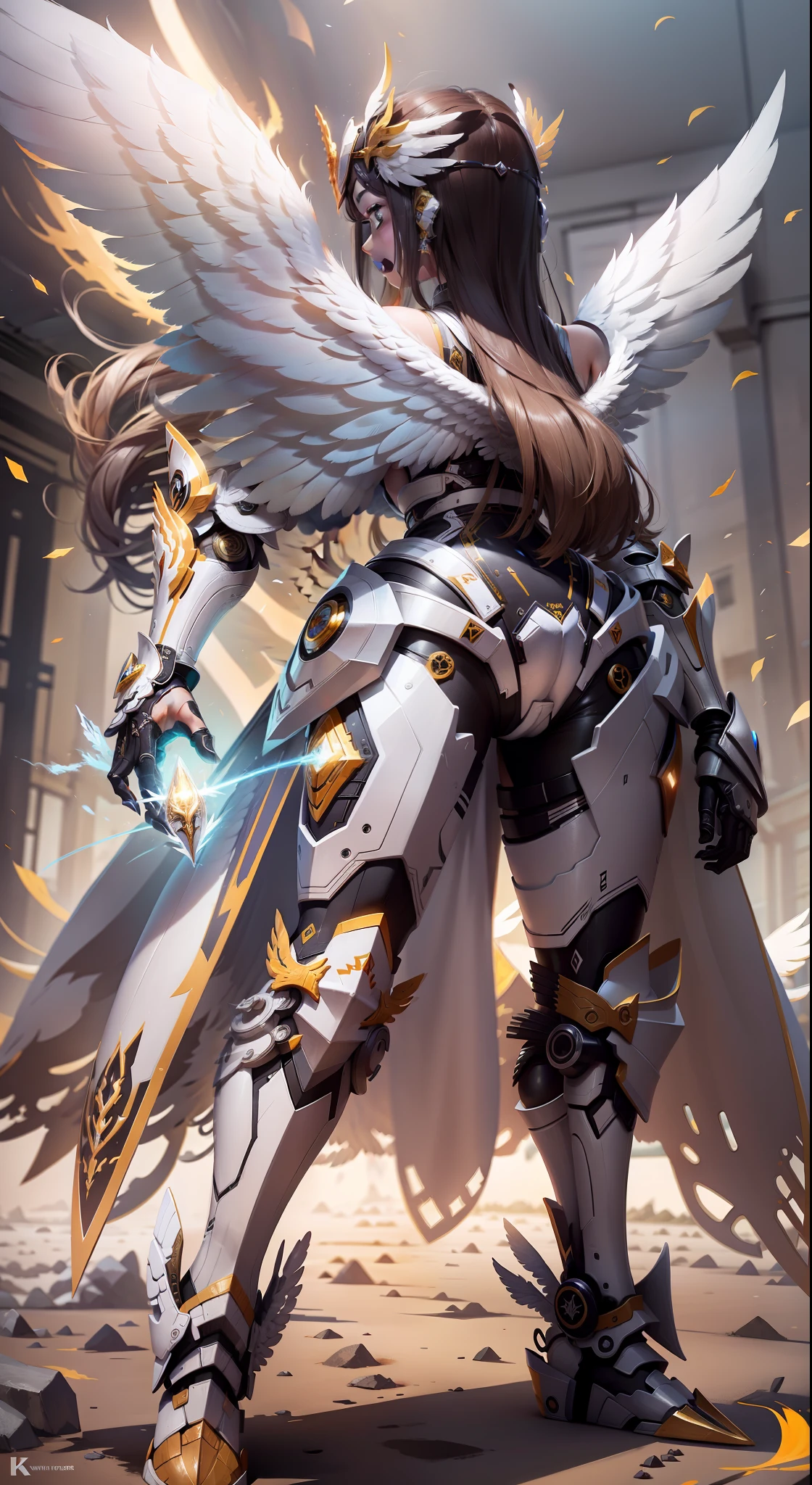 Huge complete wings of energy,white colors