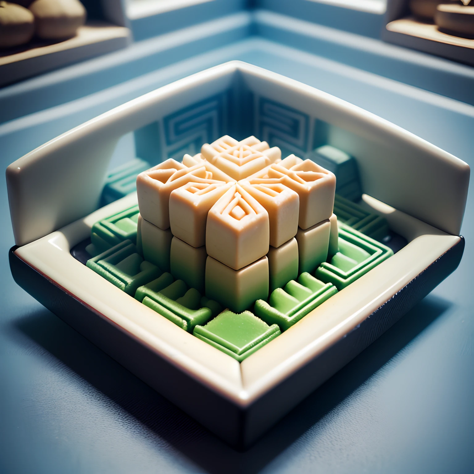 (((Mooncake on a plate,Thick,))),(Best picture quality),(Isometric perspective:1.5),(pixar-style:1.2),tmasterpiece,film effect,Rabbit on a plate,