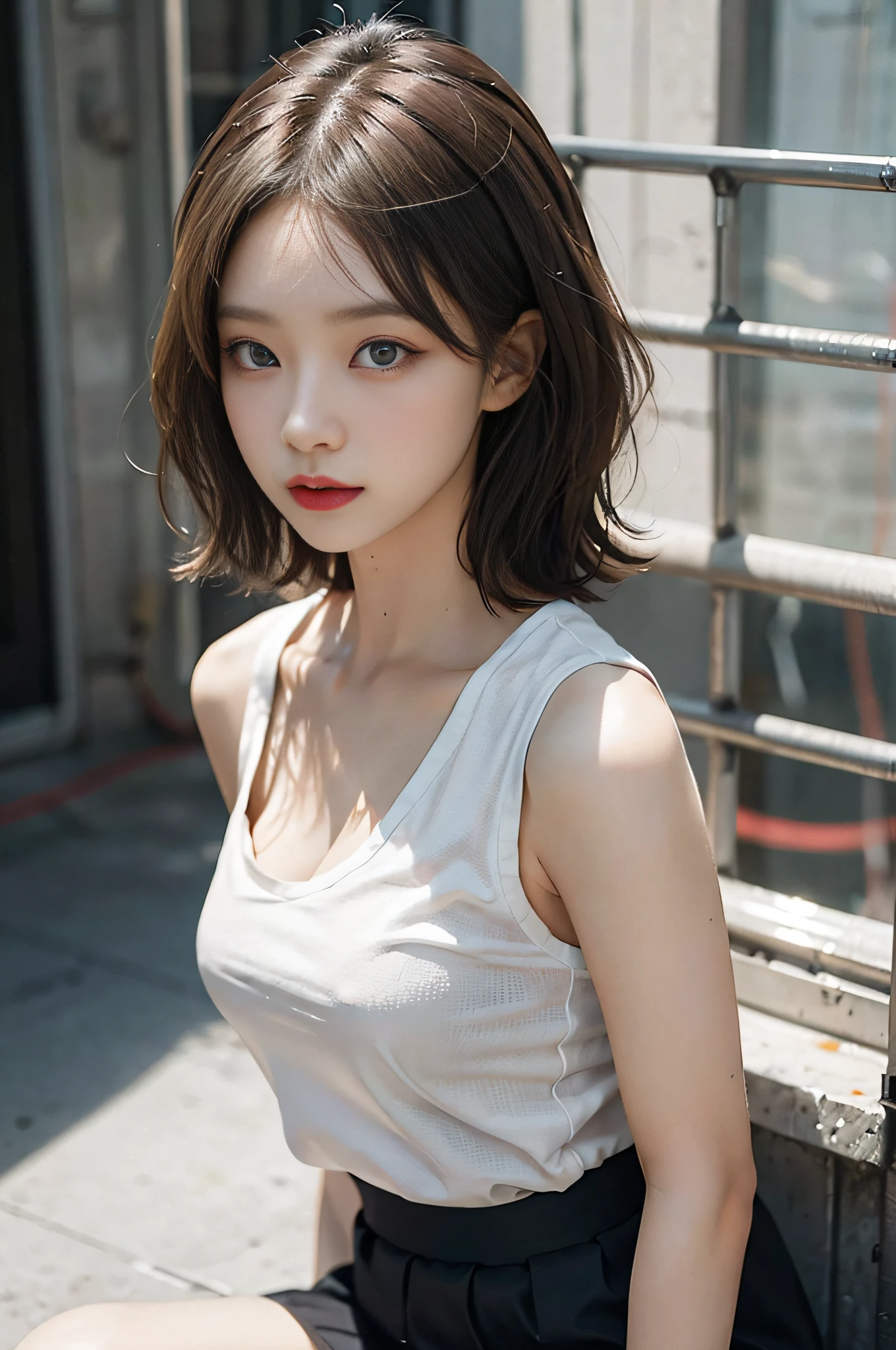 Korean woman in string bikini, brown hair, (small breasts:0.75), huge areola ,(((areola slip))),((puffy areolae)),((sideboob)),(((collar))), cleavage mole, belly, Korean girl, beautiful south Korean woman, gorgeous young Korean woman, beautiful young Korean woman, asian girl with long hair, young adorable Korean face, portrait of female Korean idol, Korean woman, messy hairstyle, popular Korean makeup, popular south Korean makeup, cityscape, night, (8k, RAW photo, best quality, masterpiece: 1.45), (nsfw:1.25), ulzzang, ulzzang-6500-v1.1, pureerosface_v1,