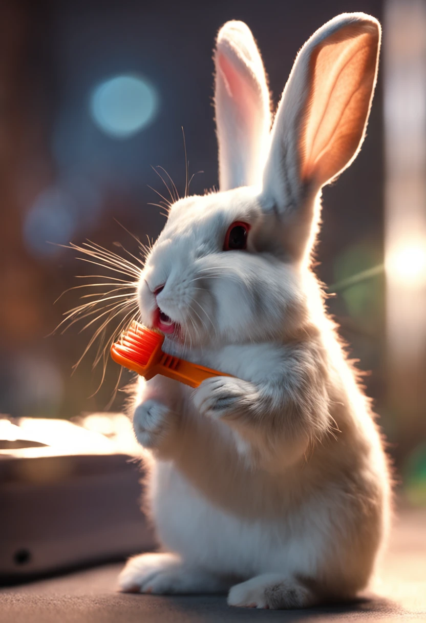 Rabbit brushing teeth