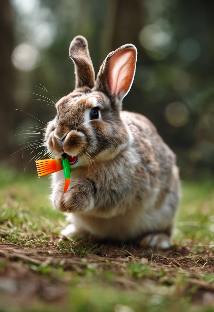 Rabbit brushing teeth