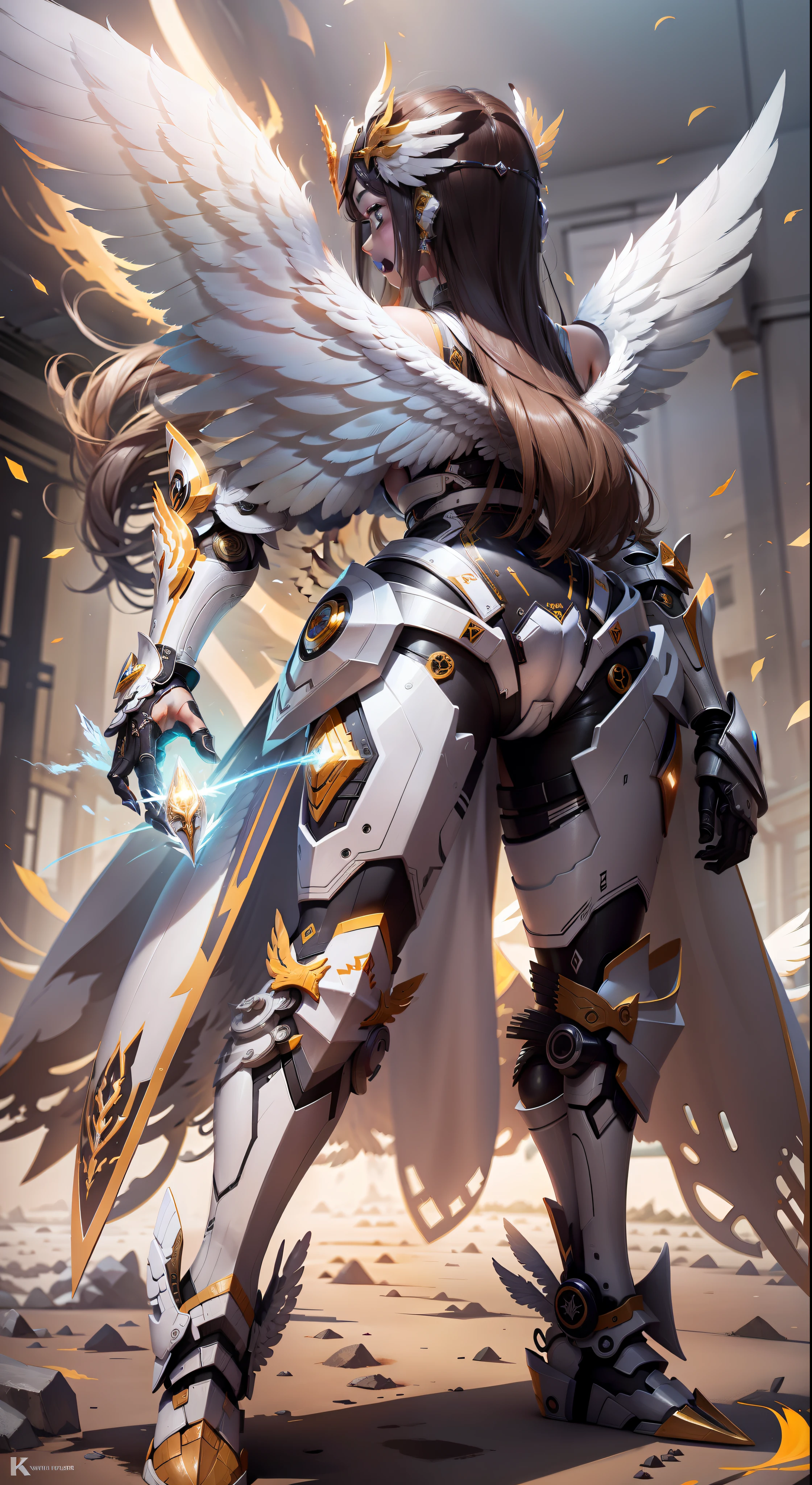 Huge complete wings of energy,white colors