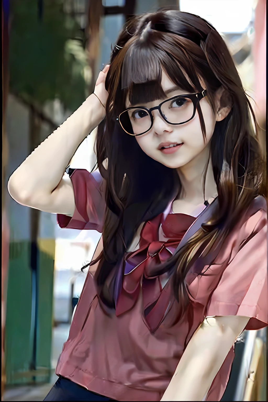 (8K、Raw photography、top-quality、masterpiece:1.2)、(realisitic、Photorealsitic:1.37)、ultra-detailliert、超A high resolution、女の子1人、see the beholder、beautifull detailed face、A smile、Constriction、(Slim waist) :1.3)、Beautiful body、Beautiful detailed skin、Skin Texture、Floating hair、Professional Lighting、swimming pools、Rimmed glasses、Whole human body、Bright red hair、Beautiful nipple、Beautiful areola、Beautiful naked、Beautiful Manstreak、Spread legs wide、Gripping the your 、look up to、Big breasts、Marudashi 、Marudashi、Mansoji Temple in Maruta、Big breasts、camel's foot、Gonzo、