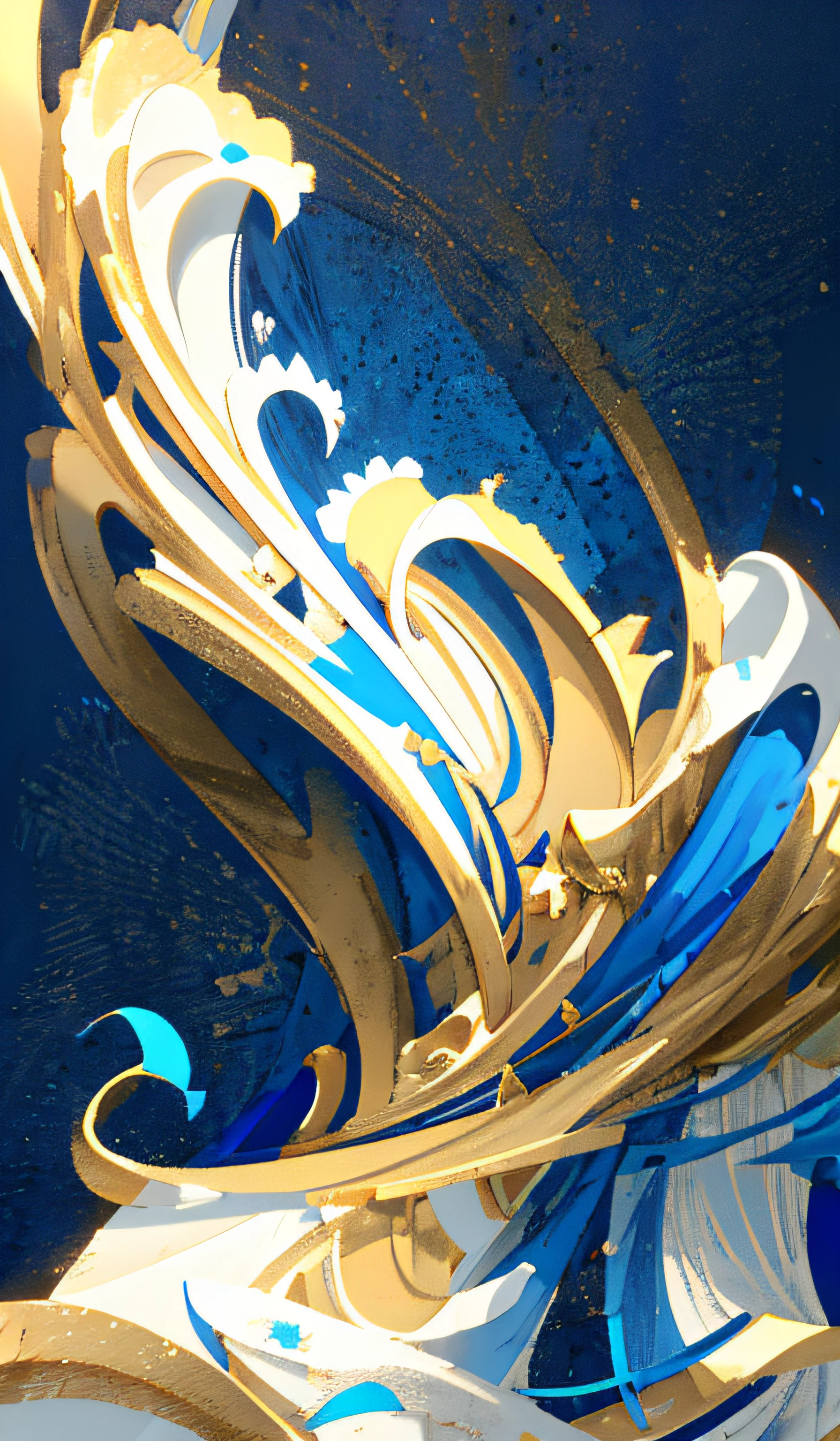 Draw blue and white abstract paintings with gold paint, black in color, marble and gold, White + Blue + Gold Black, blue black gold, gold and blue, colors with gold and dark blue, Blue and gold, Gold and indigo, blue colors、White and gold, abstract design. Blue, cinematic blue and gold, Gold and black blue light