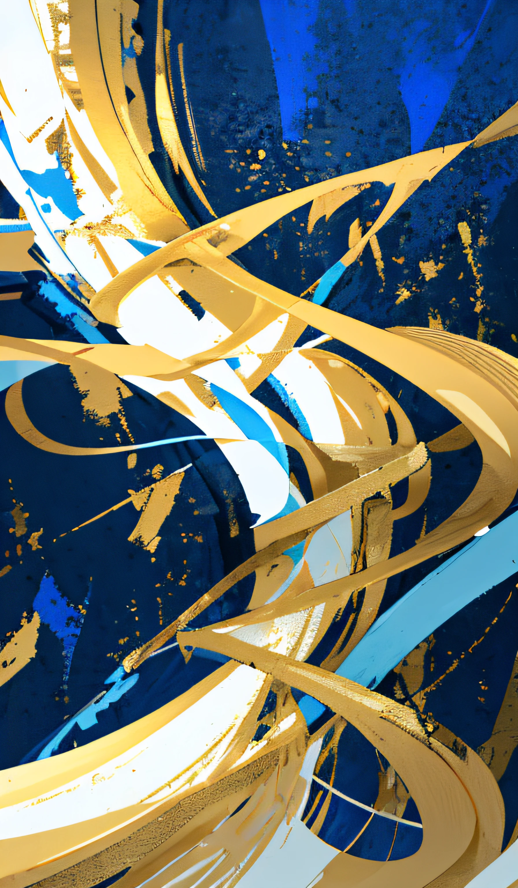 Draw blue and white abstract paintings with gold paint, black in color, marble and gold, White + Blue + Gold Black, blue black gold, gold and blue, colors with gold and dark blue, Blue and gold, Gold and indigo, blue colors、White and gold, abstract design. Blue, cinematic blue and gold, Gold and black blue light