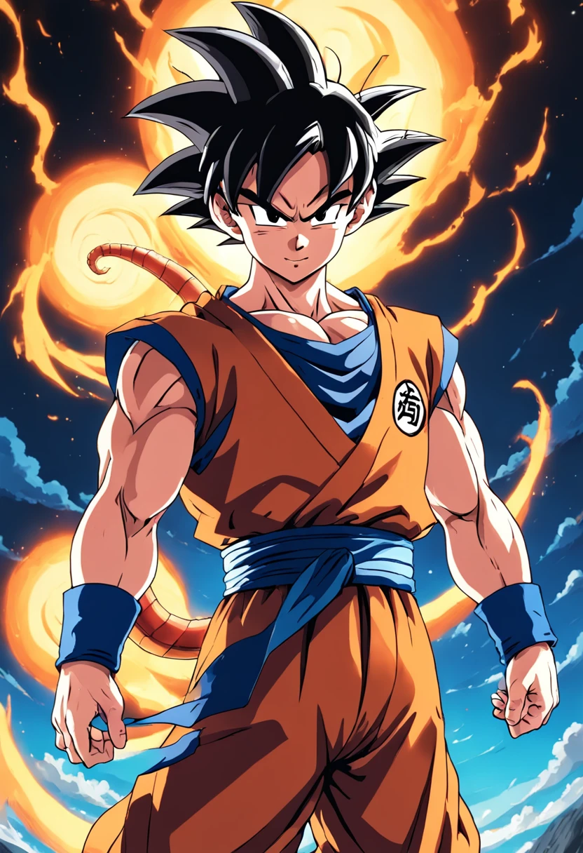 goku, personagem de dragon ball z, sorrindo