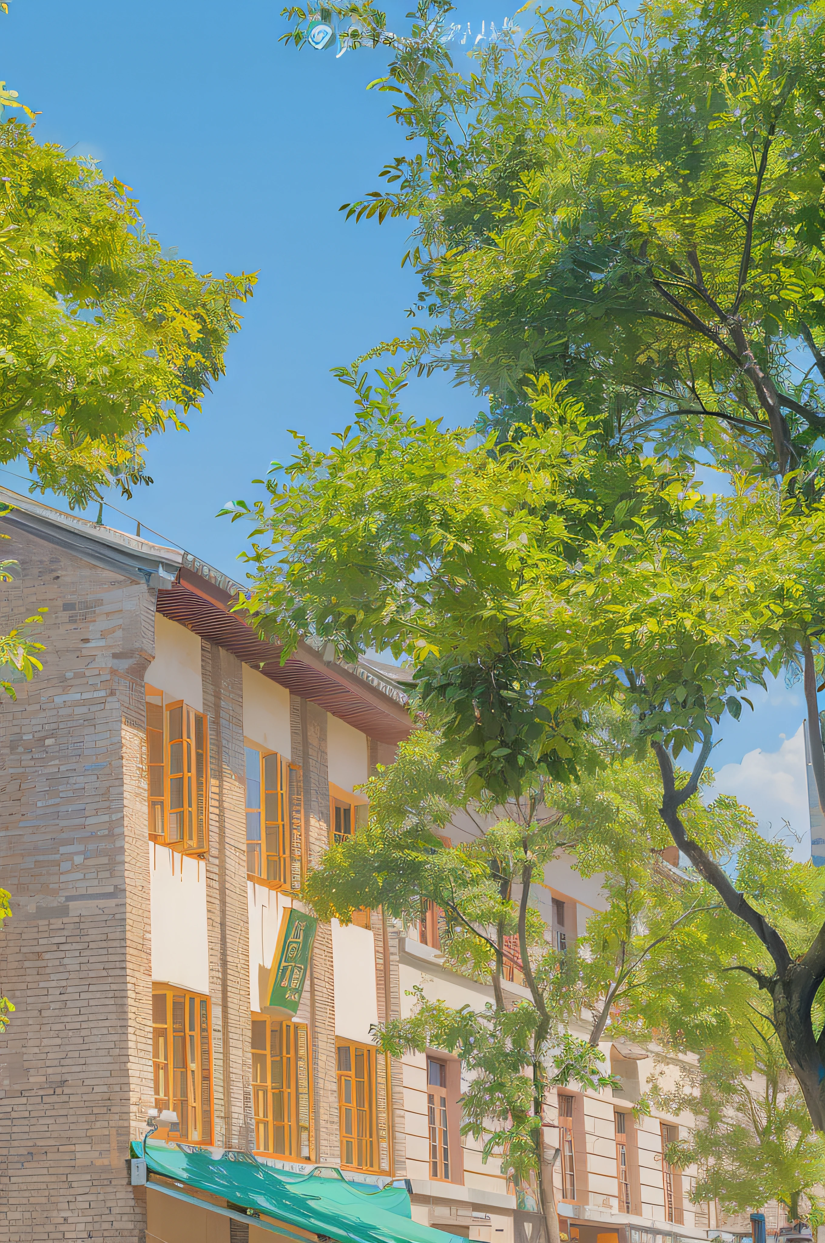 Chinese architecture, empty building with vegetation, Photo taken with Nikon D750, Photo taken with Nikon D 7 5 0, Large tree with warm windows