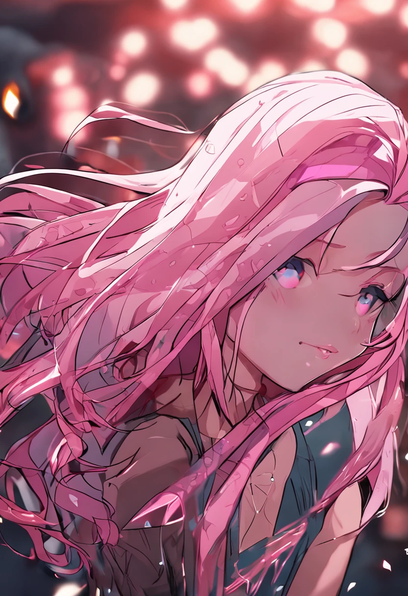 Pink hair, straight hair, beauty, good figure, masturbation, whole body