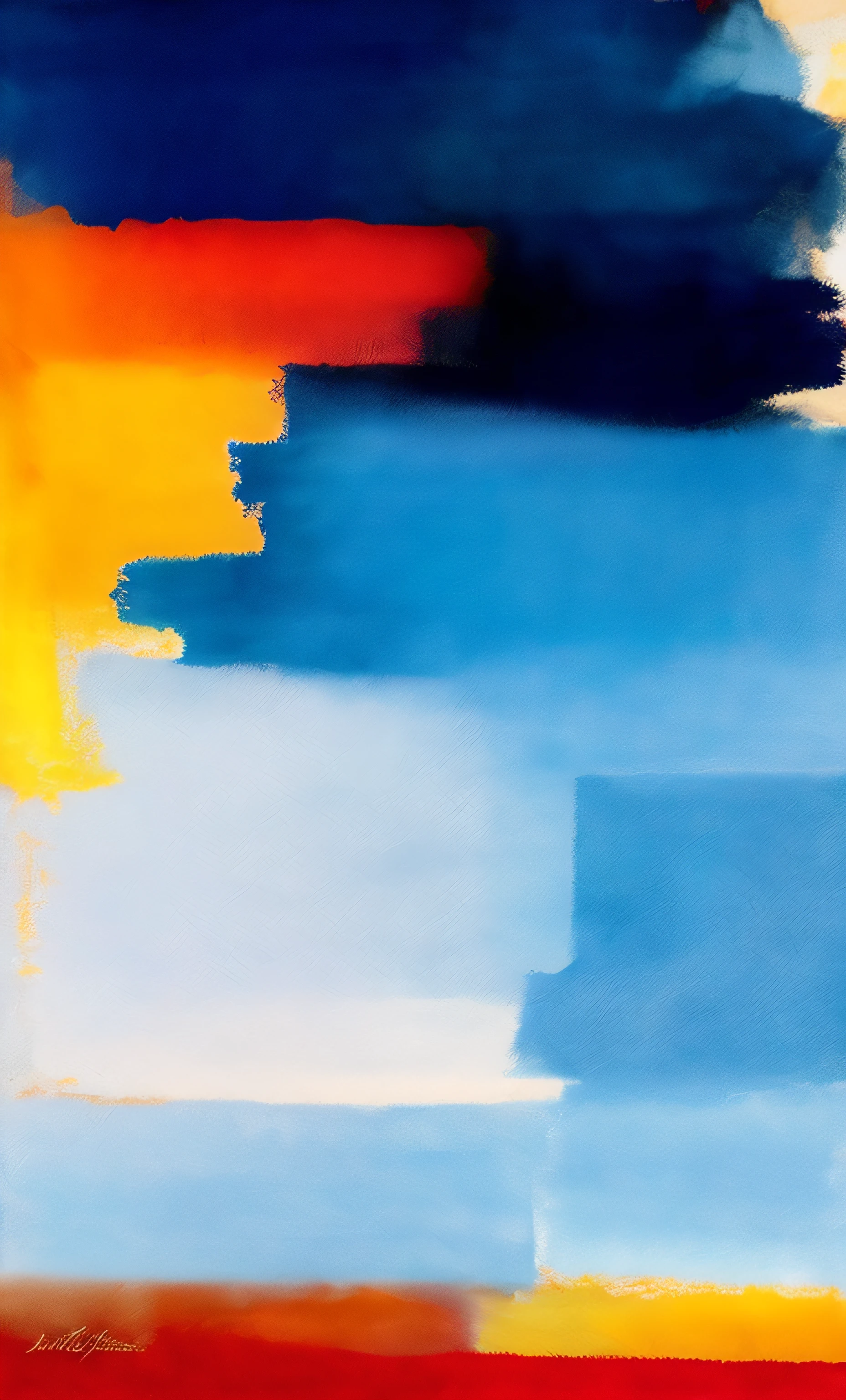 abstract colours, abstract colours, Background color contrast, The contrast between cold and warm colors is strong, Abstract illustration, Prussian blue and Siena original blue, Abstract composition, Warm color artistic interpretation,Minimalist style