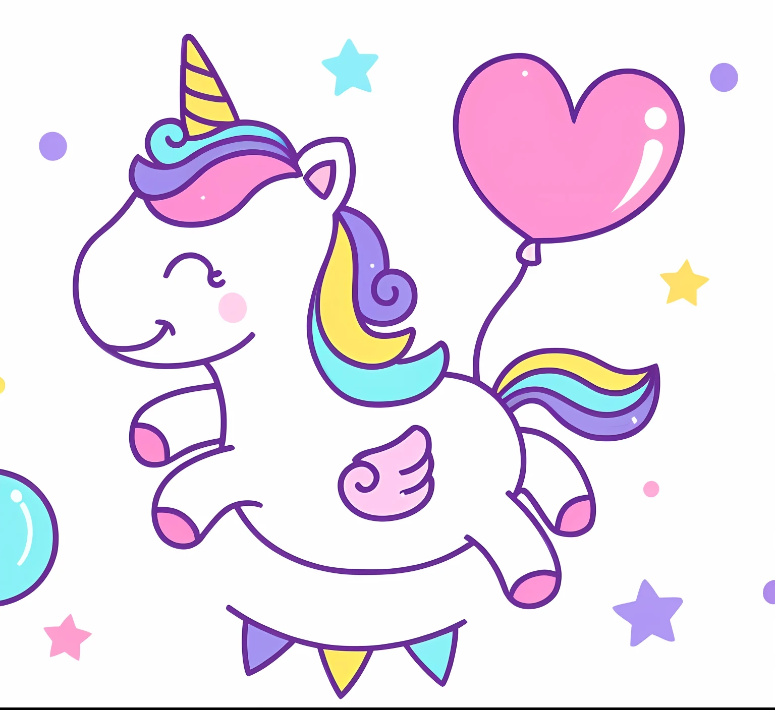 Cartoon unicorn，succinct