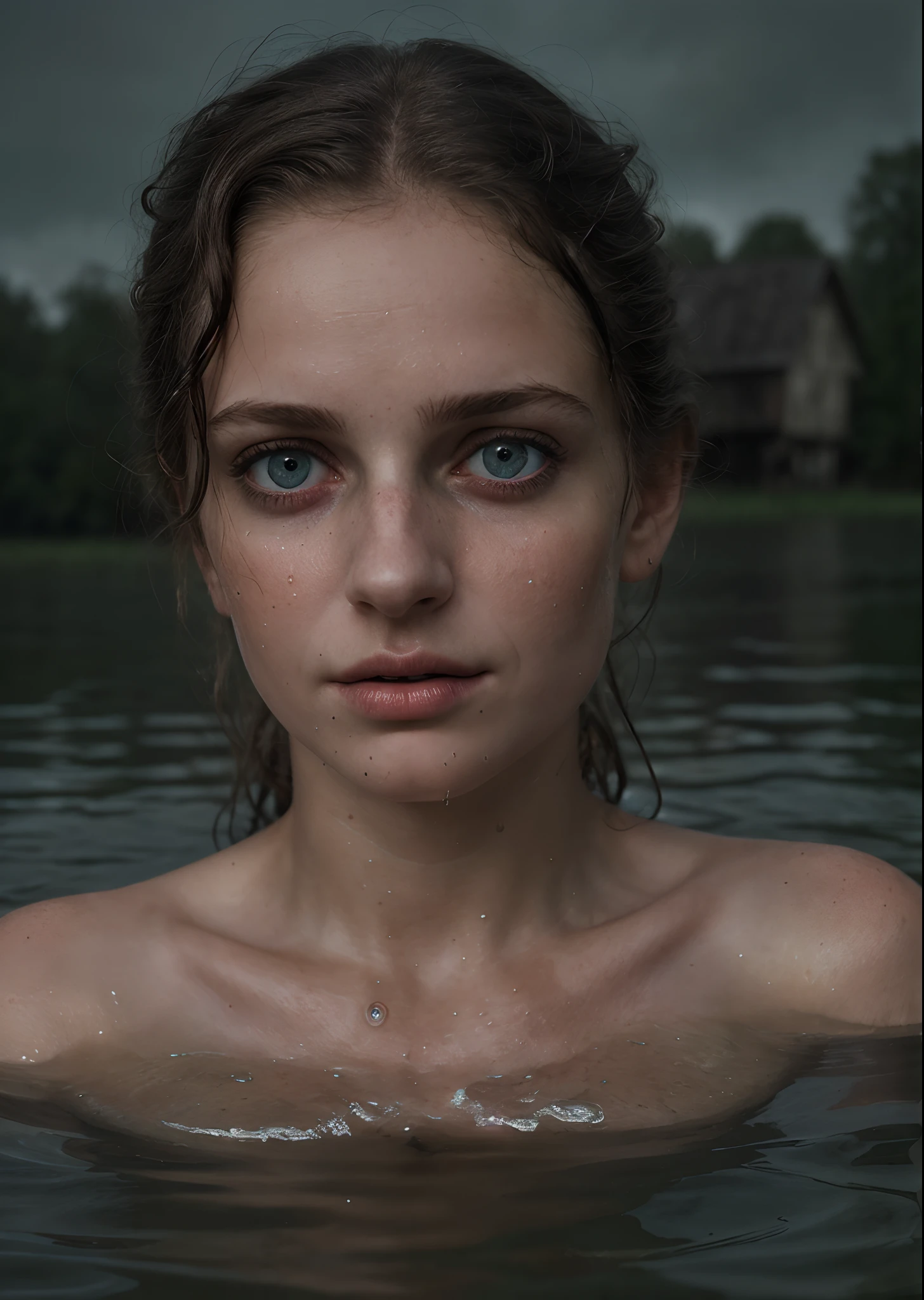 Jennifer Connelly, Clean skin
(macro shot) looking a viewer (LikeHelpbyShurik3:1) In this obsessively intimate close-up, southern girl lying naked on the water Dim, moody lighting casts shadows across her face, creating a sense of mystery and intrigue. (Best Quality: 1.3) Water droplets glisten on her skin, emphasizing the wetness and adding a touch of ethereal beauty. (Detailed: 1.2) Her eyes, filled with a mix of determination and trepidation, reflect the uncertain depths below. water, the face around her, distorts its features, evoking a sense of otherworldliness and submerged vulnerability. (Moody dramatic light: 1.4) The stillness of the barn and the distant sounds of dripping water heighten the eerie atmosphere, as if something mysterious lurks beneath the surface. (Close-up expression: 1.3) The viewer is left captivated by the enigmatic scene, Drawn into the tension and anticipation of that, What lies under the water.