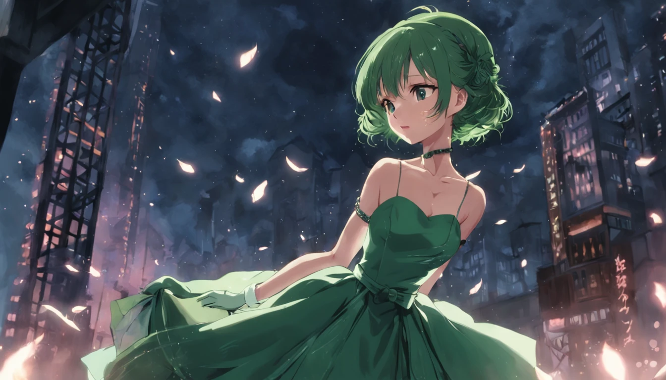 Green Pearl Necklace, Satin green long gloves, lipsticks, Shorthair, satin, Green dress, bride, the kiss, a smile