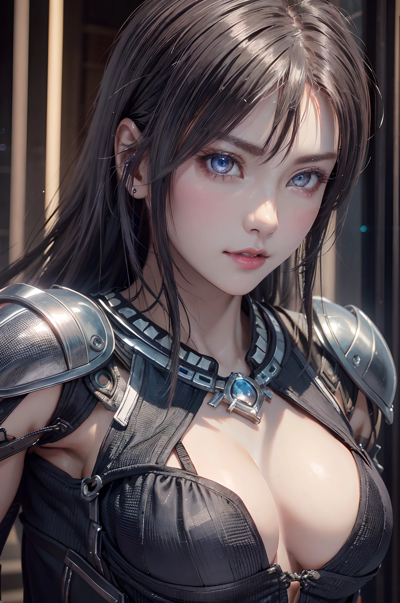 top-quality、8K Masterpiece、超A high resolution、(Photorealsitic:1.3)、Raw photo、女の子1人、silver white hair、glowy skin、1 Cyberpunk Super Beautiful Soldier、((super realistic details))、portlate、globalillumination、Shadow、octan render、8K、ultrasharp、beauty breast、Raw skin is exposed in cleavage、metals、cold color、、highly intricate detail、Realistic light、CGSoation Trends、Beautiful eyes、radiant eyes、Facing the camera、neon details、