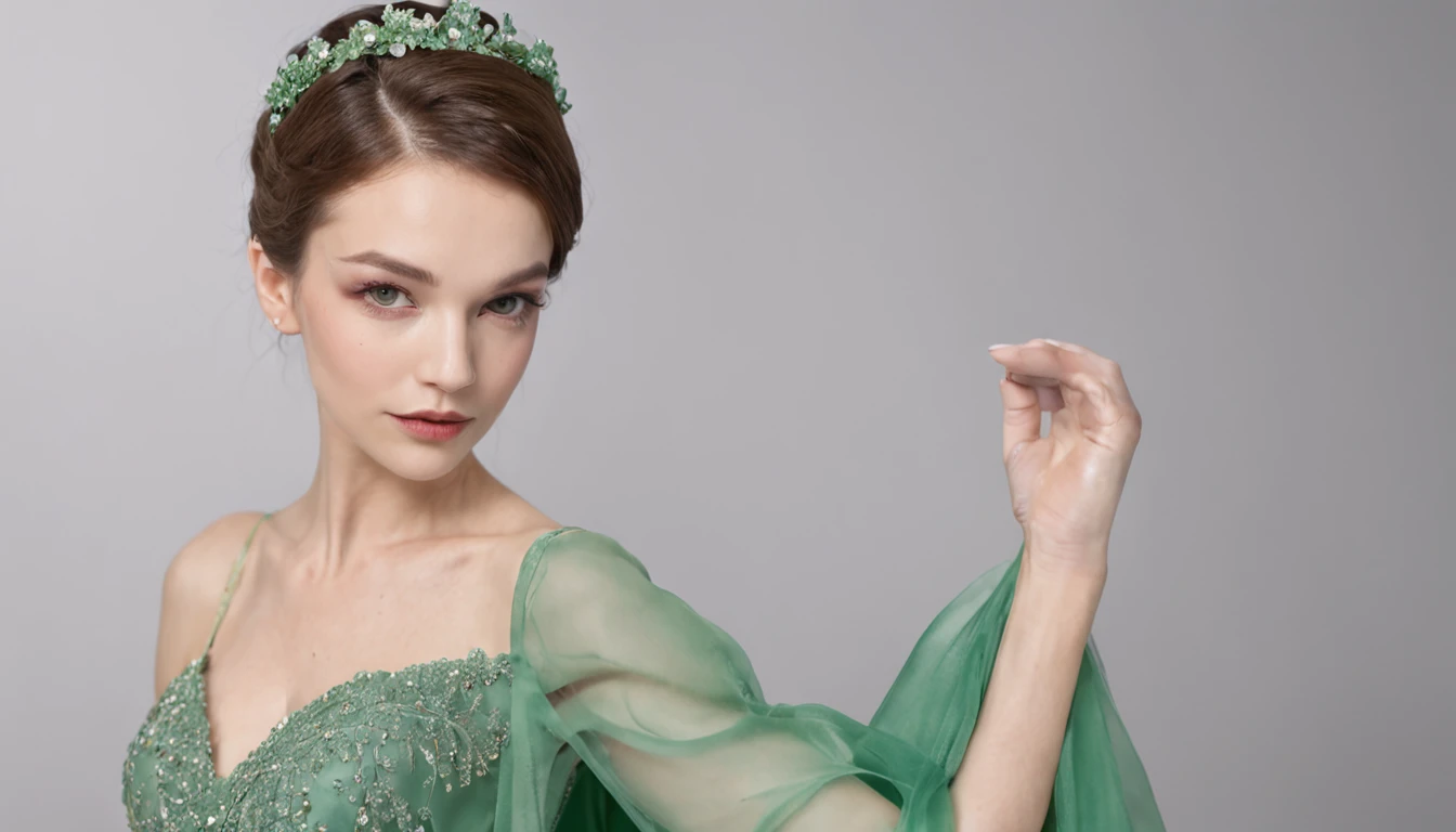 Green Pearl Necklace, Satin green long gloves, lipsticks, Shorthair, satin, Green Wedding Dresses, bride, the kiss, a smile