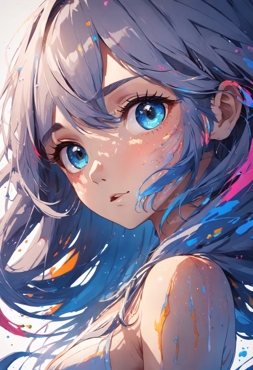 (Masterpiece:1.6, Best quality), (fine detailed beautiful eyes: 1.2), (Extremely detailed Cg Unity 8K wallpaper, Masterpiece, Ultra-detailed, Best shadow), (Detailed background), (Beautiful detailed face, Beautiful detailed eyes), High contrast, (Best illumination, An extremely delicate and beautiful),1girll,((colourful paint splashes on transparent background, Dulux,)), ((coustics)), Dynamic Angle,beautiful detailed glow,full bodyesbian, Cowboy shot,
